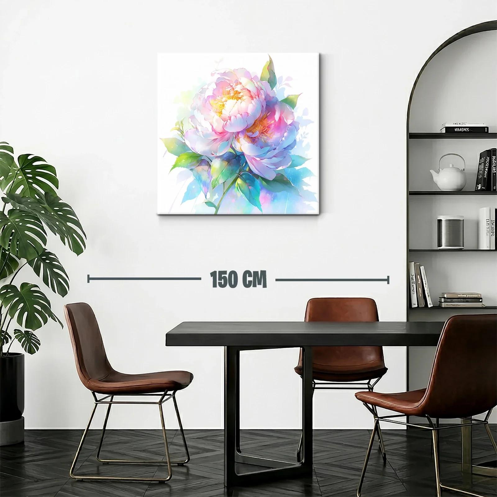 Cuadro floral con peonías en tonos suaves y vibrantes — miniatura 2