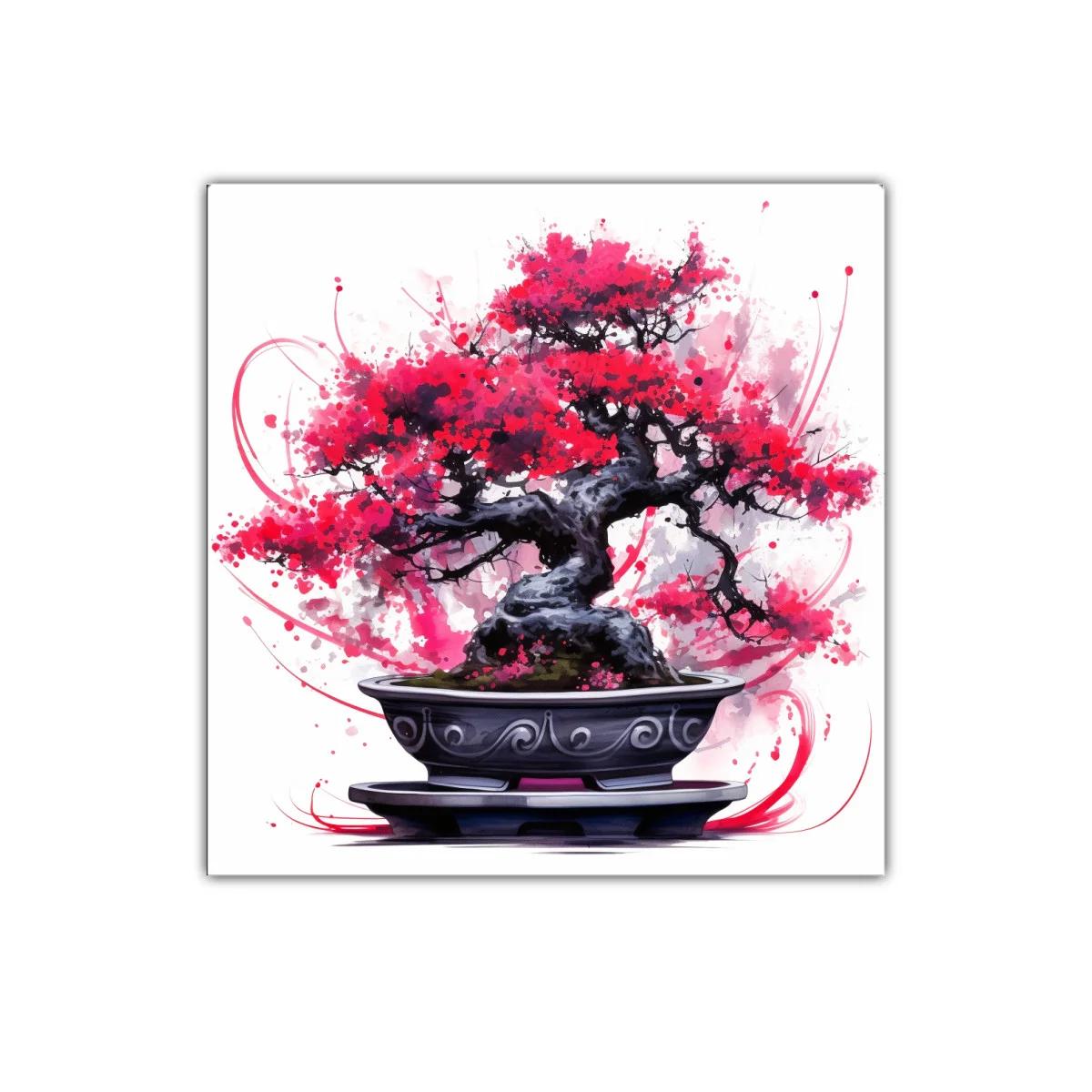 Bonsái con Flores Rojas en Estilo Artístico Vivo — imagen principal