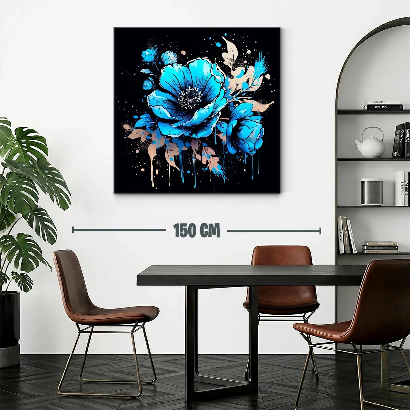 Flores vibrantes en tonos azules sobre fondo oscuro — miniatura 2