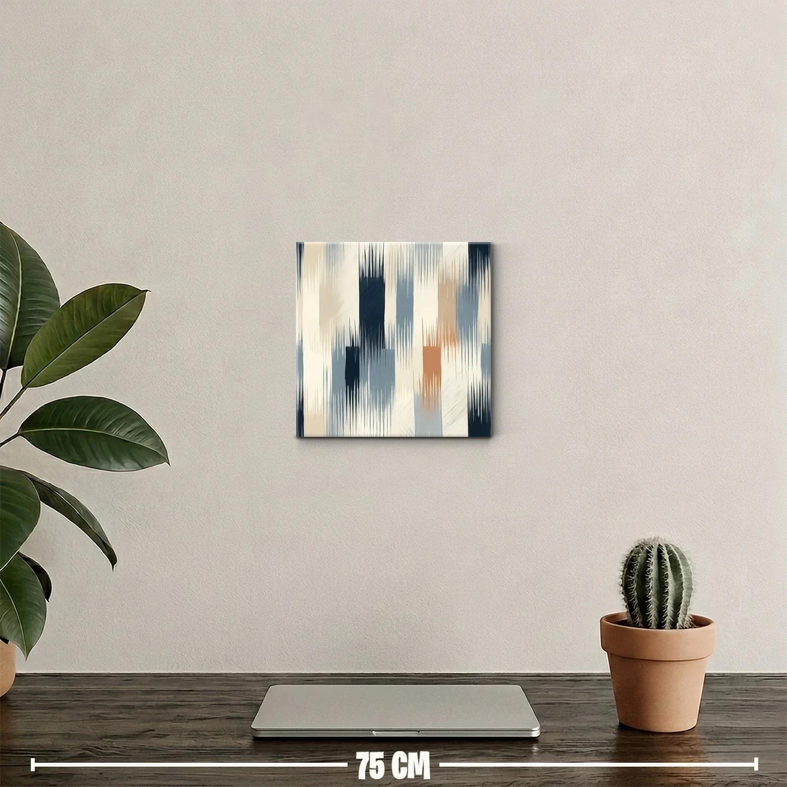 Cuadro decorativo con patrón abstracto en tonos neutros y azul — miniatura 2