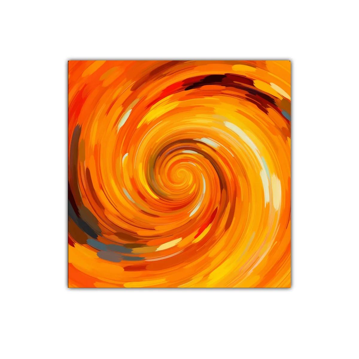 Cuadro abstracto en espiral con tonos cálidos vibrantes