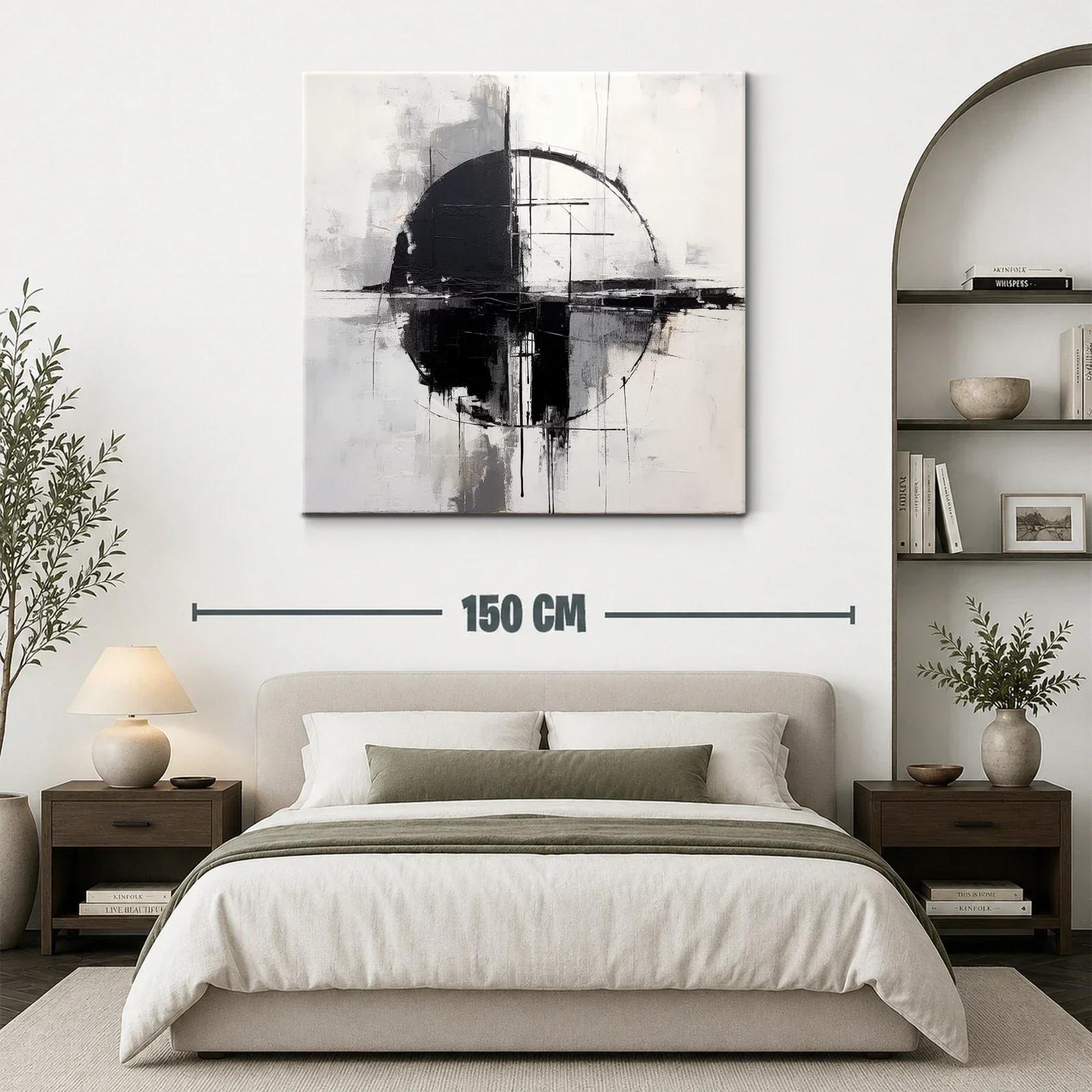 Arte Abstracto Geométrico en Blanco y Negro Equilibrado — miniatura 3