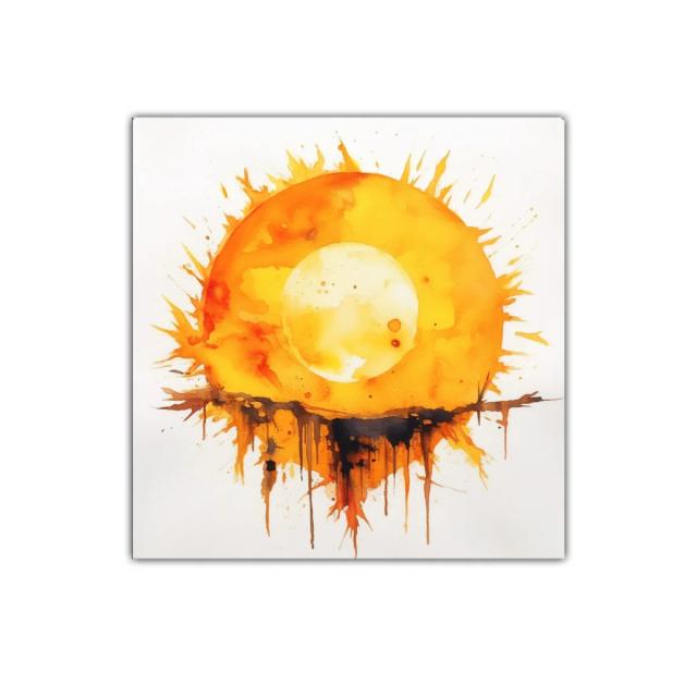 Cuadro Abstracto Sol Radiante con Efecto Acuarela