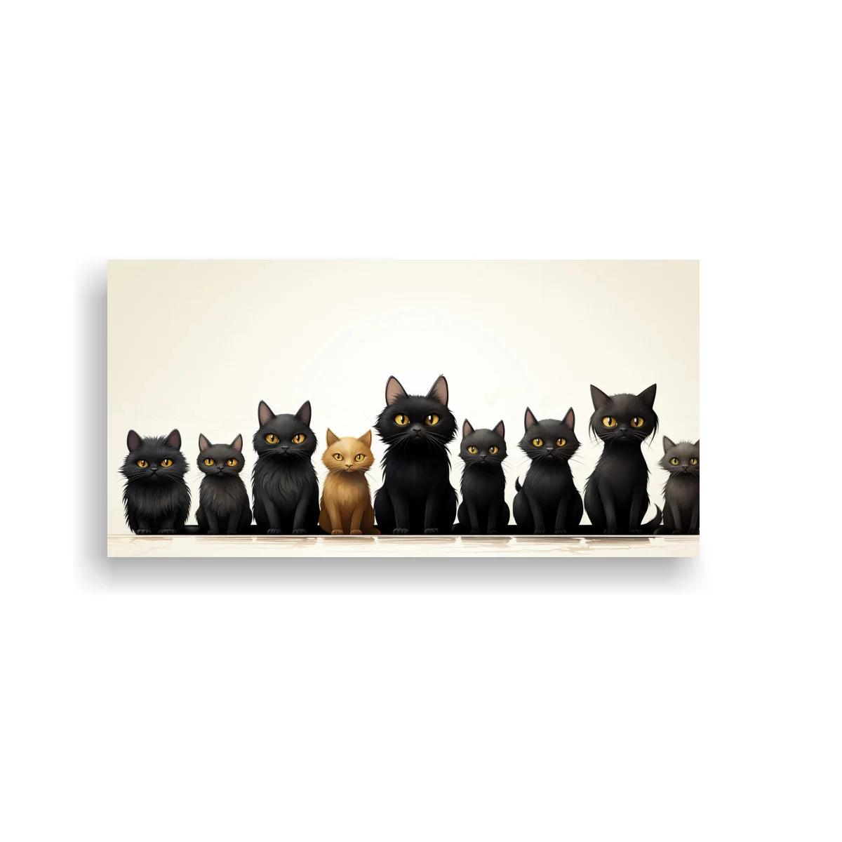 Cuadro grupo de gatos con uno naranja destacado — imagen principal