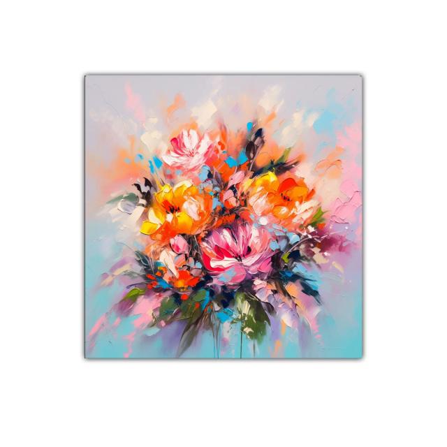 Explosión de flores coloridas con energía vibrante y dinámica