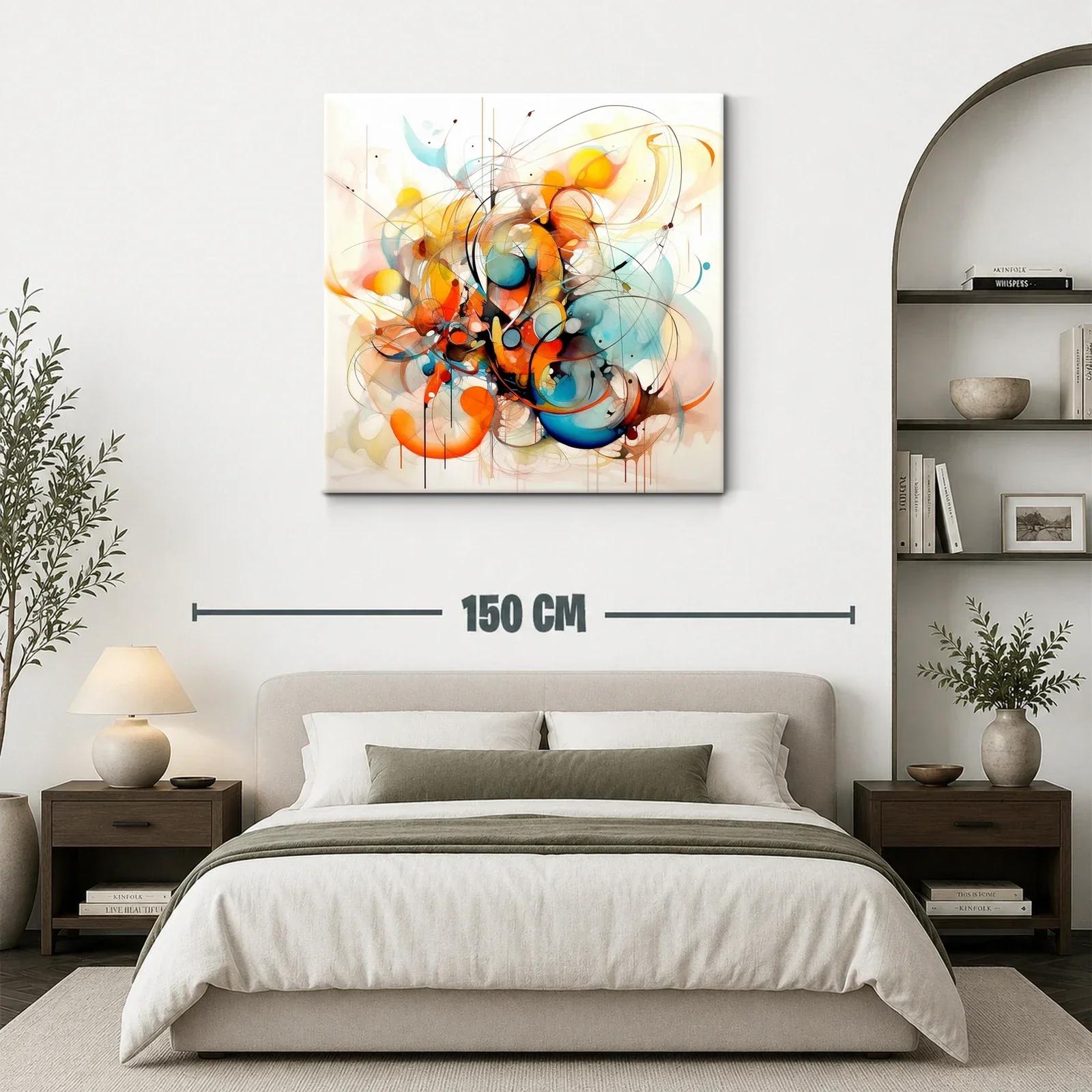Cuadro abstracto en tonos cálidos y fríos vibrantes — miniatura 3