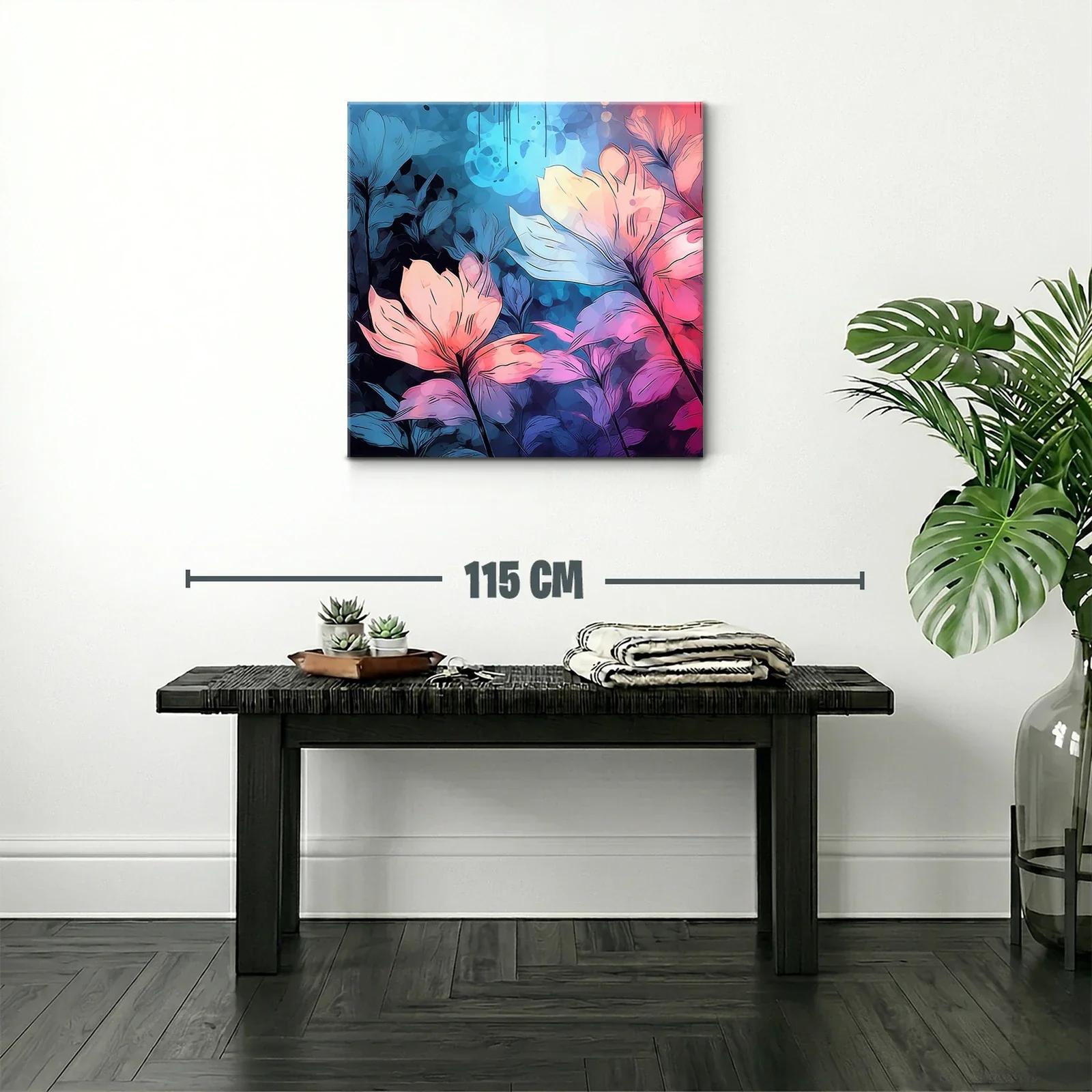 Flores vibrantes en tonos rosa y azul con estilo moderno — miniatura 2