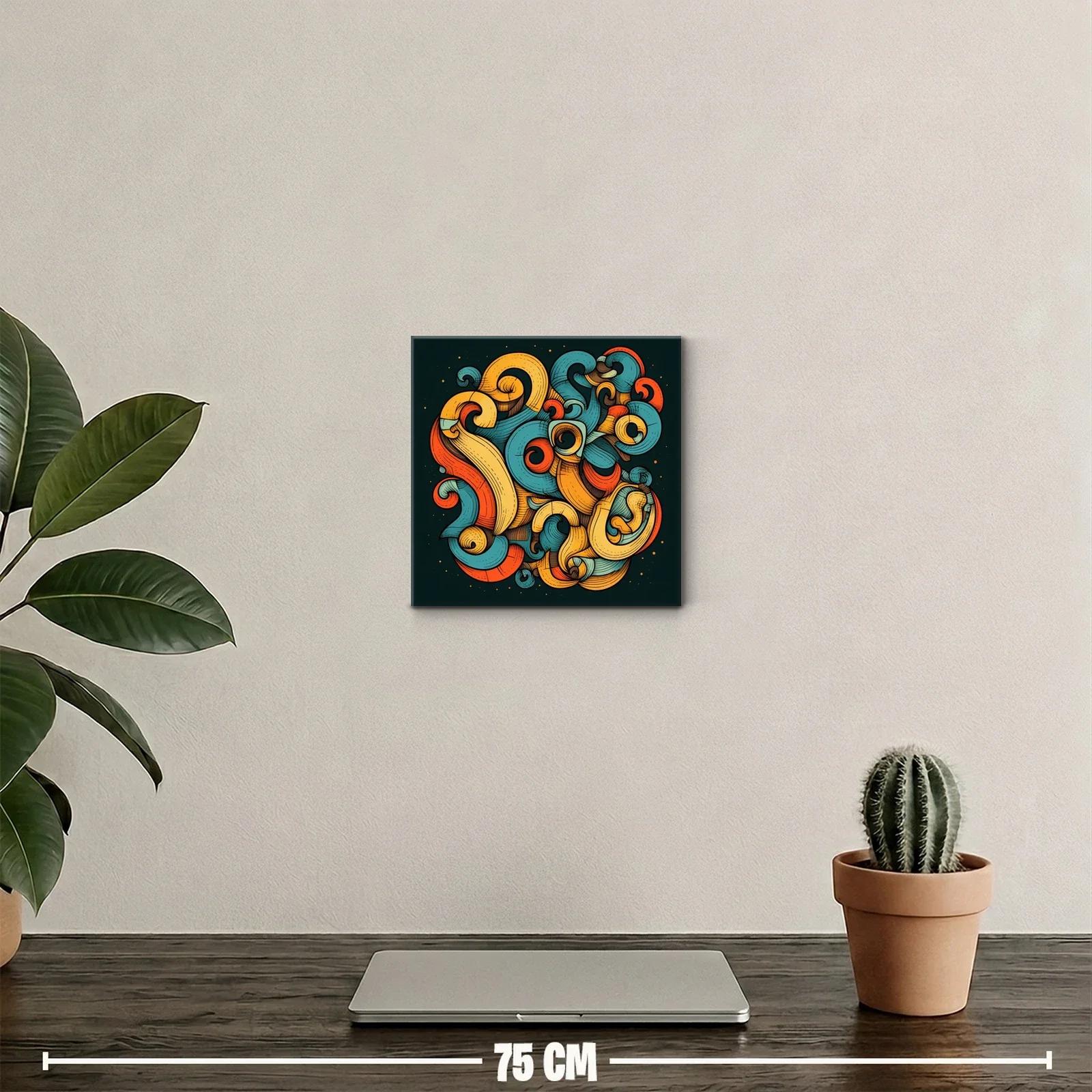 Composición abstracta en tonos vibrantes y formas ondulantes — miniatura 2