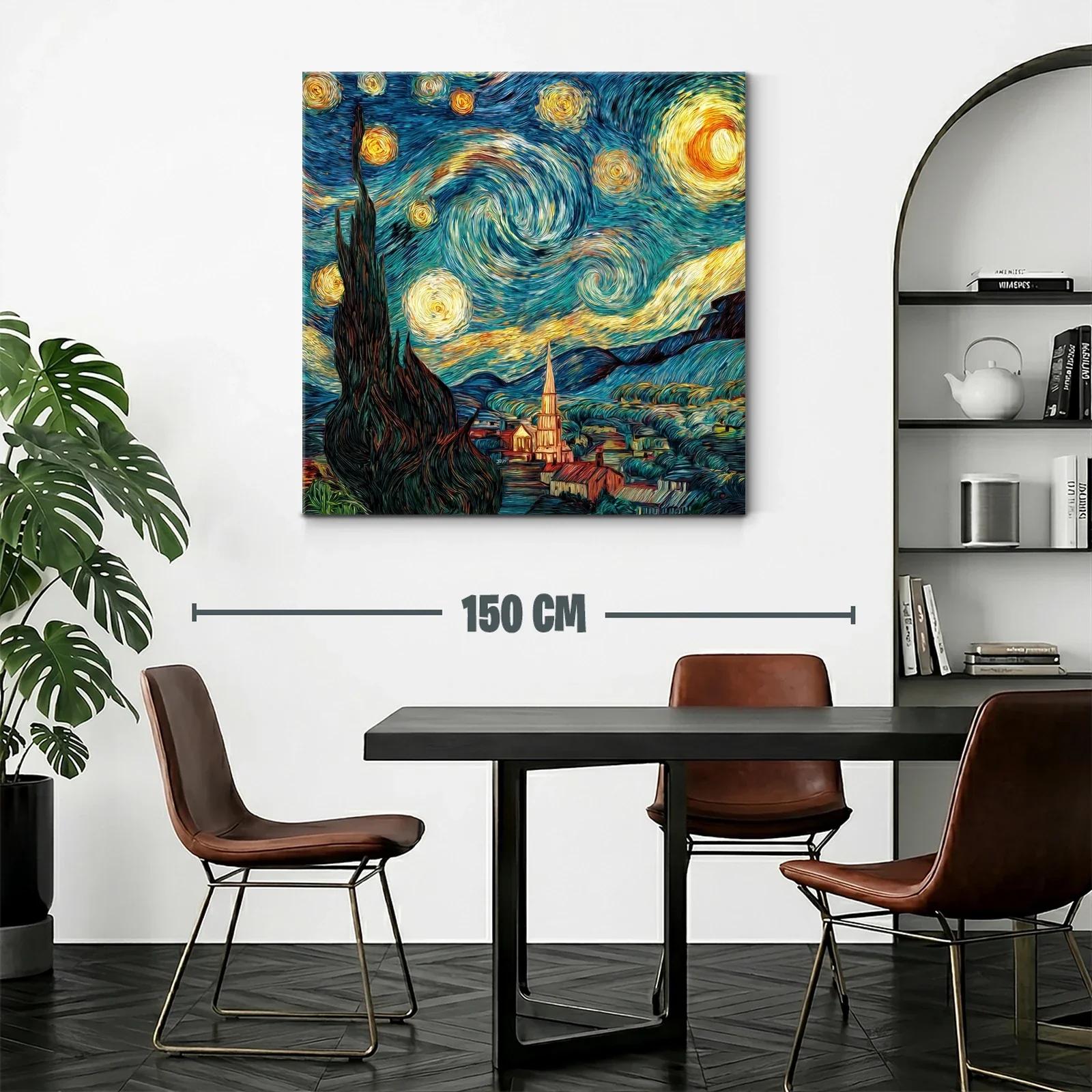 Cuadro inspirado en paisaje nocturno con cielo estrellado vibrante — miniatura 2