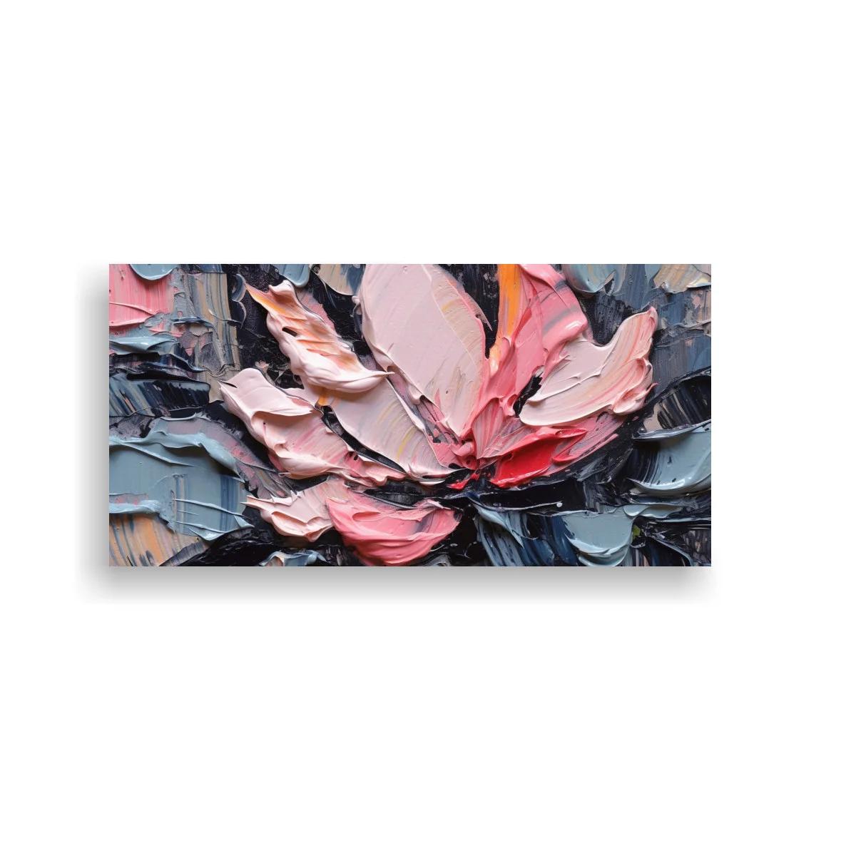Cuadro flor rosa con pinceladas texturizadas