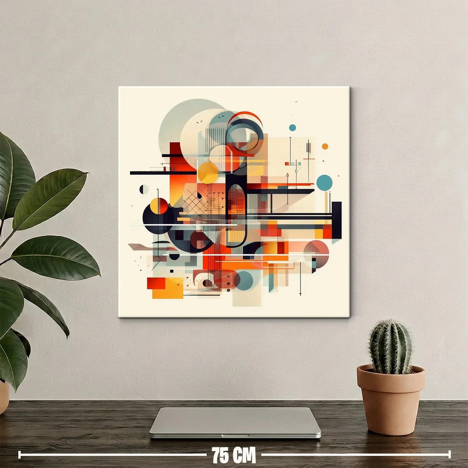 Composición geométrica abstracta en tonos cálidos y fríos — miniatura 2