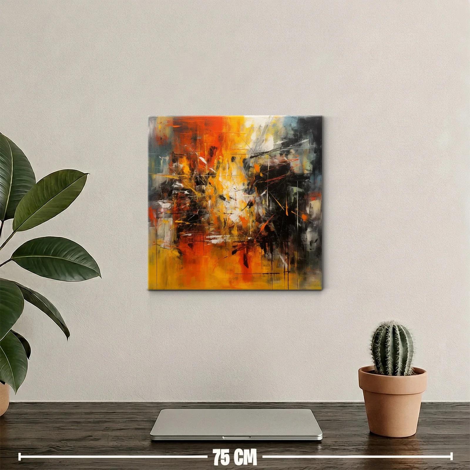 Cuadro abstracto con vibrante explosión de tonos cálidos — miniatura 2
