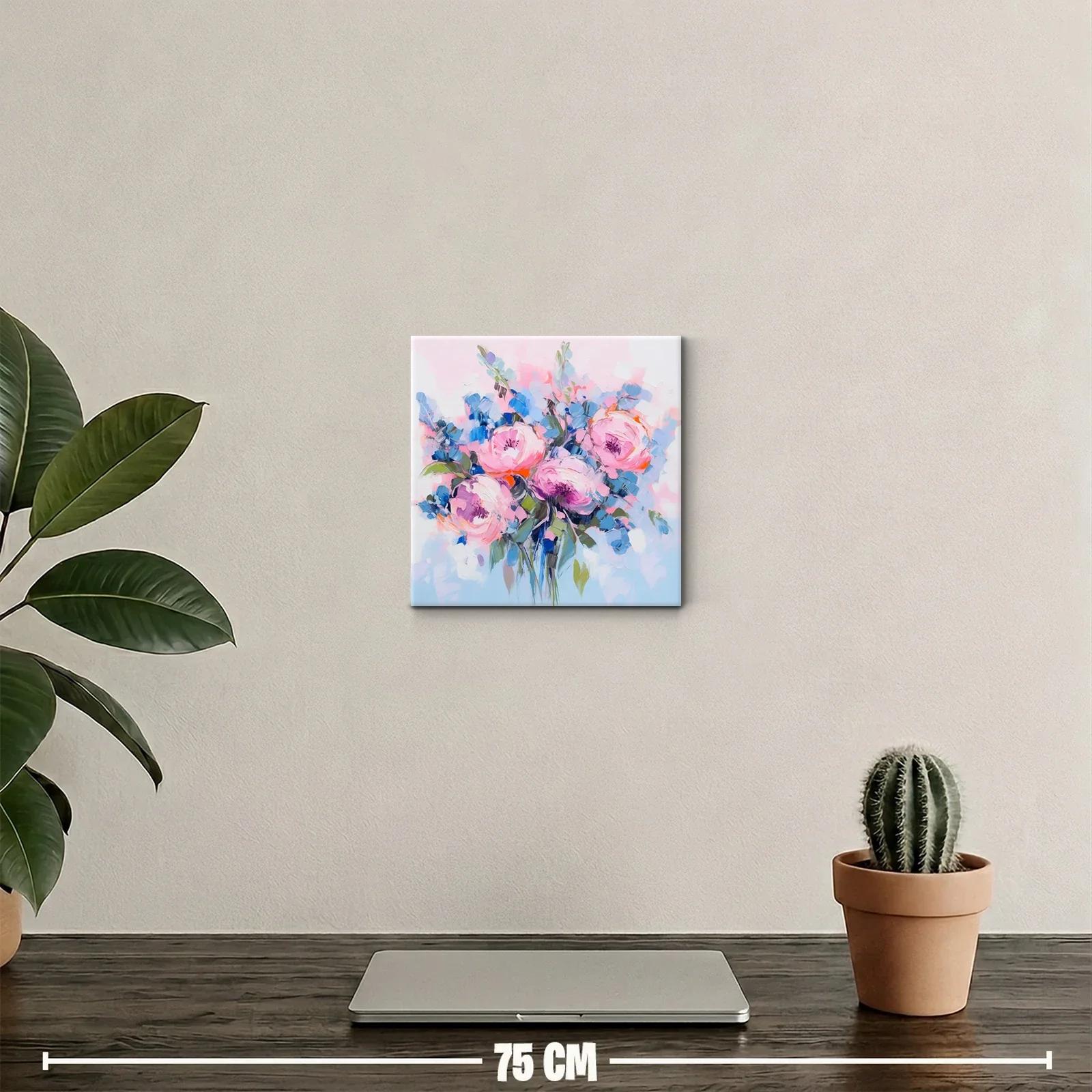 Cuadro decorativo con ramo floral en tonos pastel y vibrantes — miniatura 2