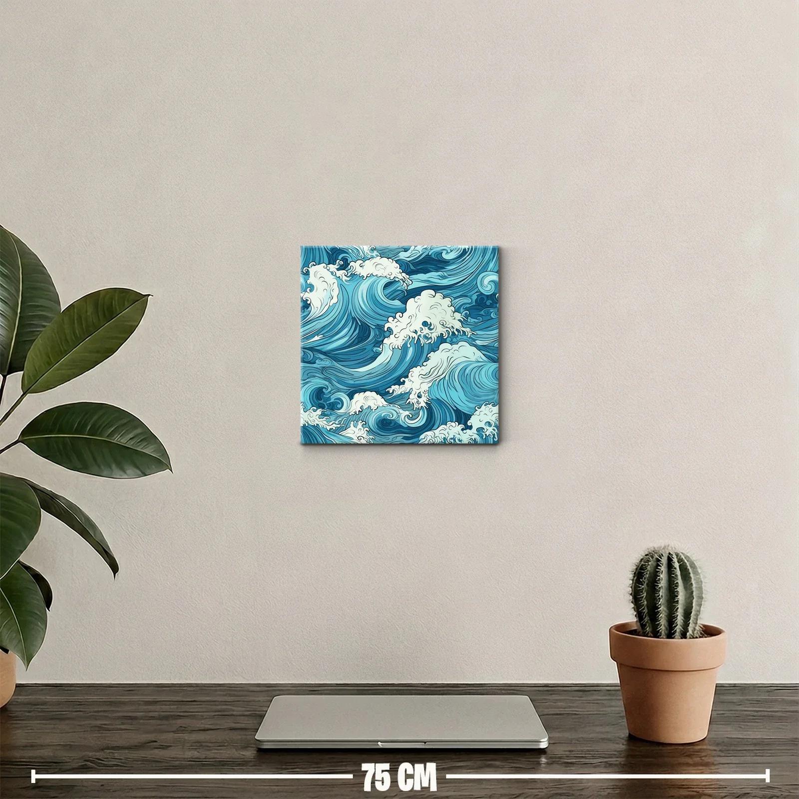 Impresionante obra con olas azules y espuma marina — miniatura 2