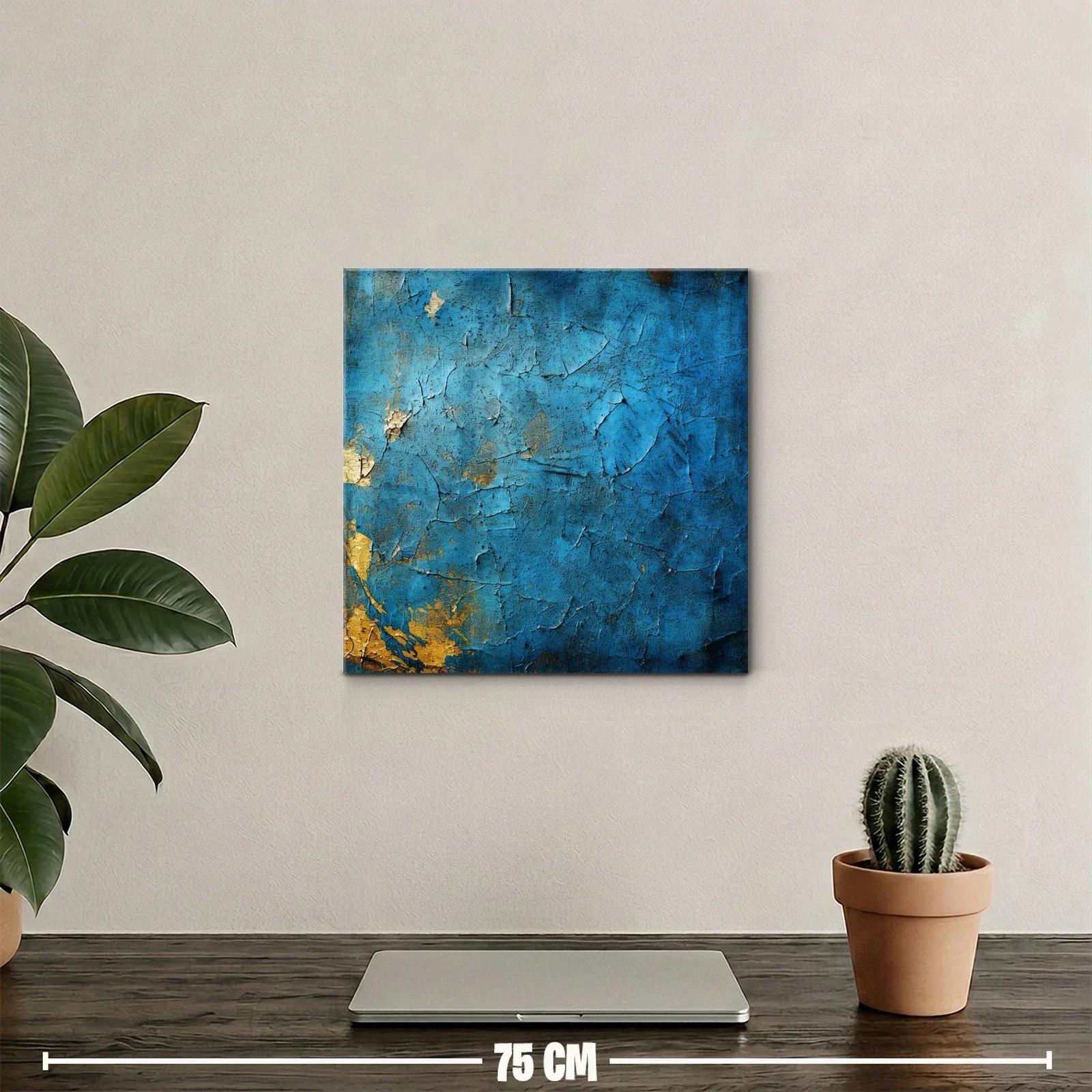 Arte abstracto en textura azul con detalles dorados — miniatura 2