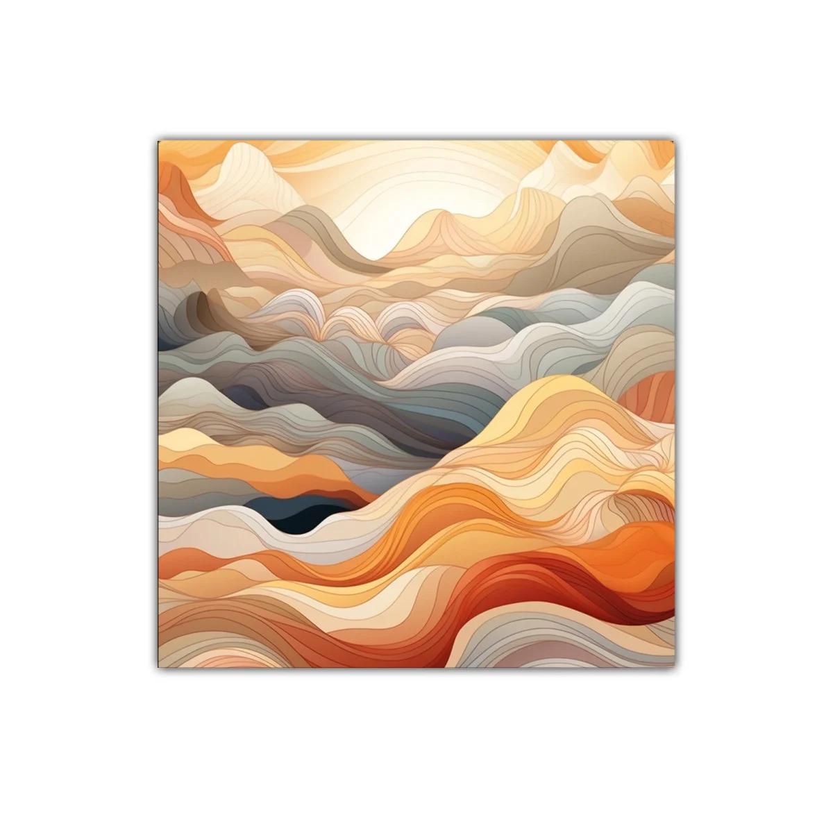 Cuadro decorativo con ondas abstractas en tonos cálidos — imagen principal