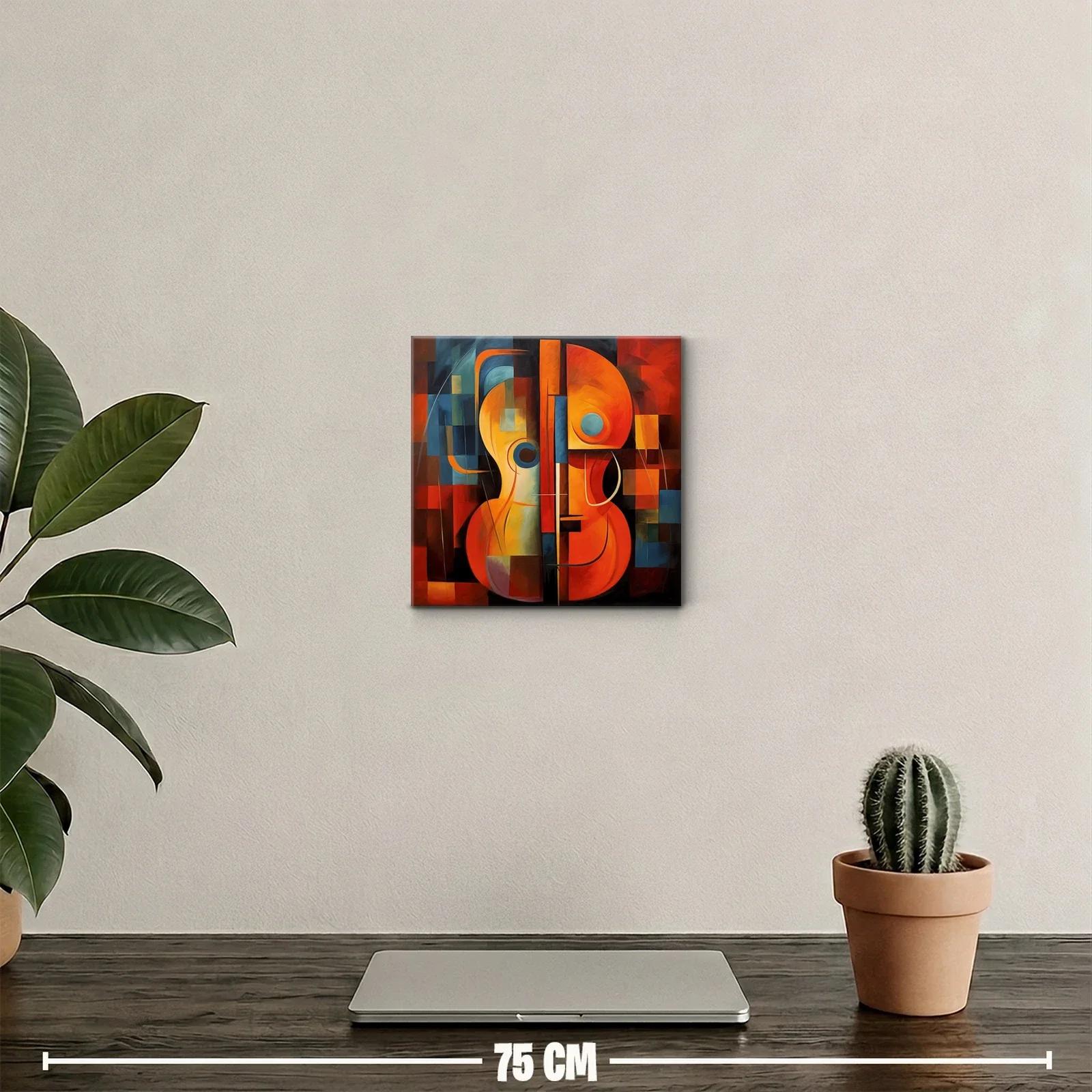 Cuadro abstracto con formas geométricas y tonos cálidos — miniatura 2