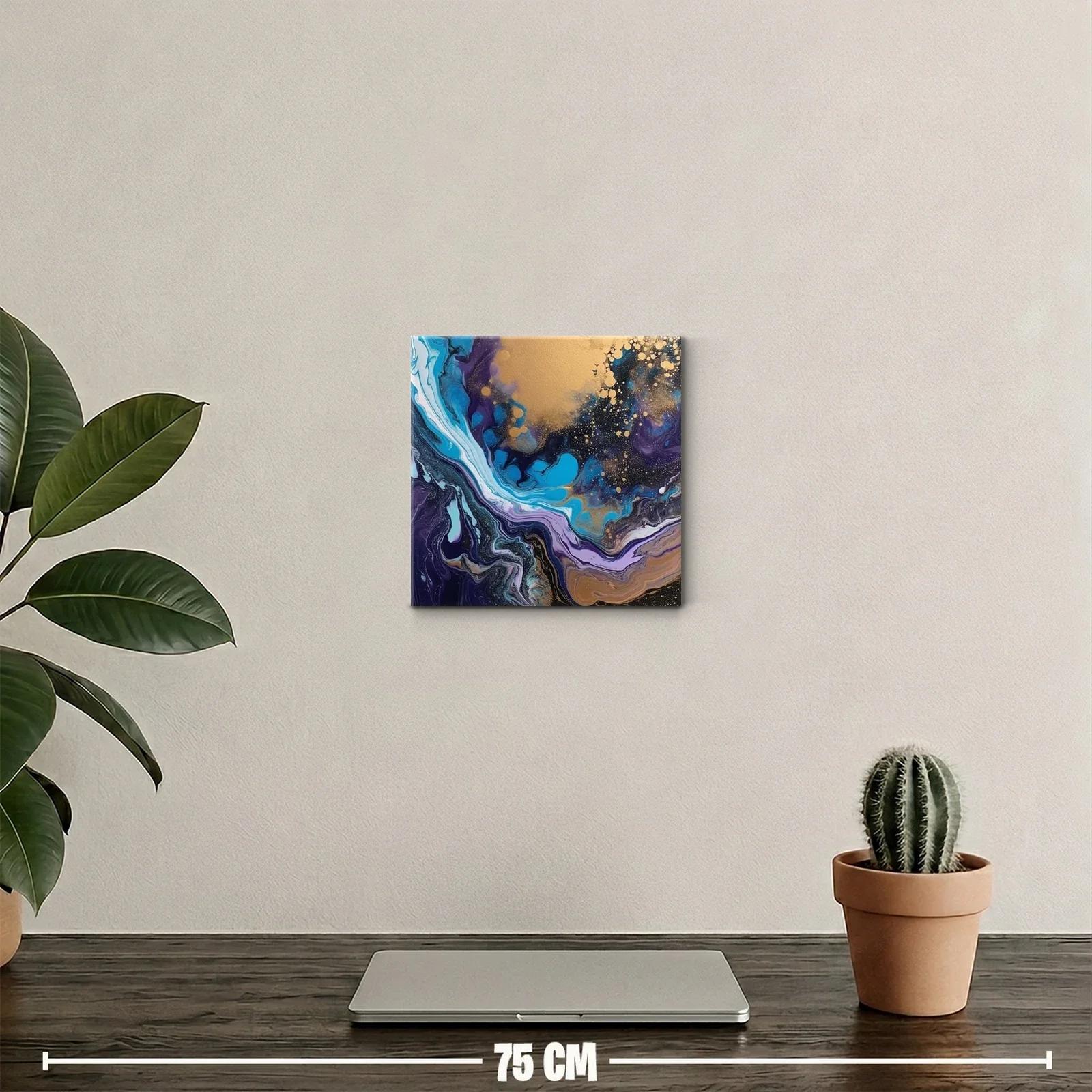Composición abstracta en tonos azulados y dorados vibrantes — miniatura 2