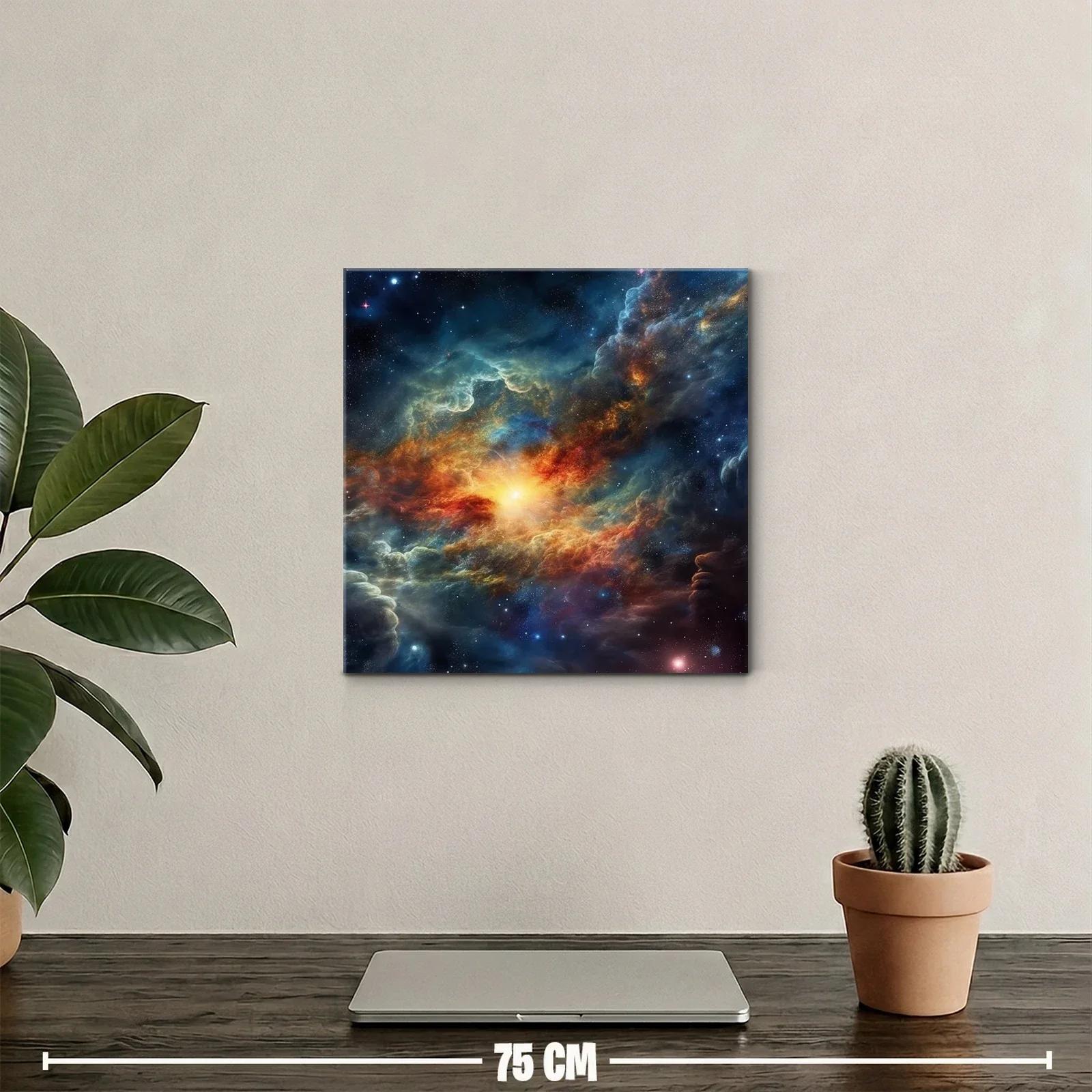 Cuadro galaxia cósmica con luz vibrante al centro — miniatura 2
