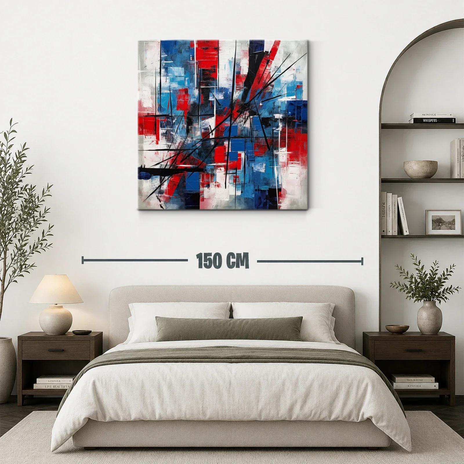 Composición abstracta en rojo azul y negro dinámica — miniatura 3