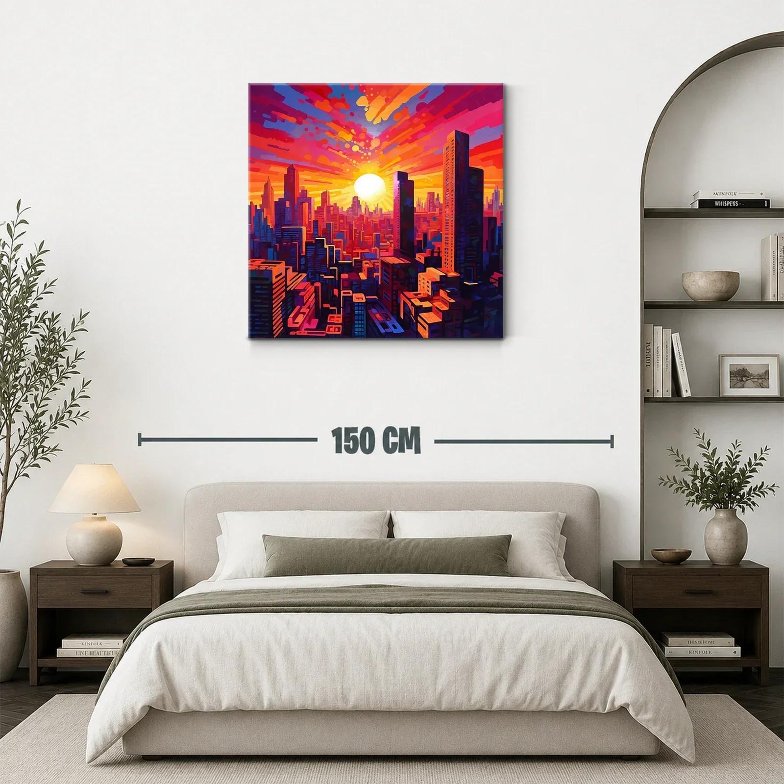 Atardecer vibrante sobre ciudad moderna llena de energía — miniatura 3