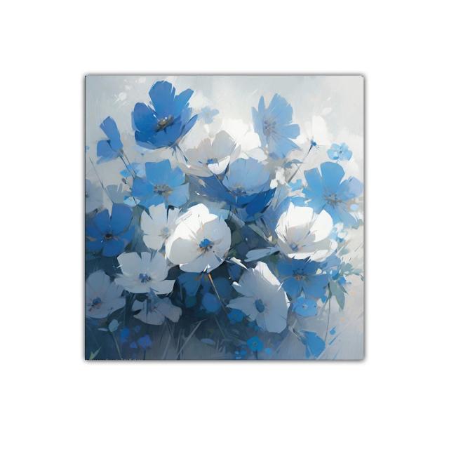 Bouquet elegante de flores azules y blancas con delicadeza natural