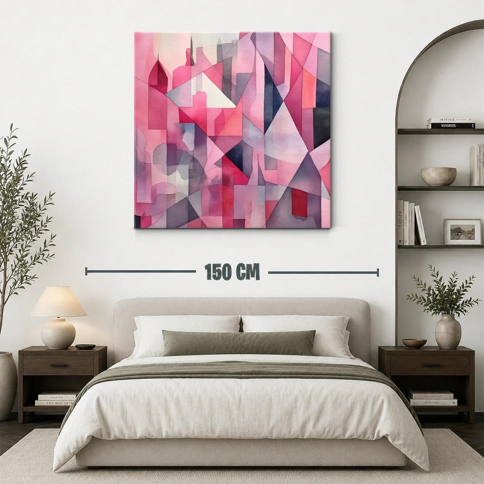 Arte abstracto geométrico en tonos rosas y grises — miniatura 3