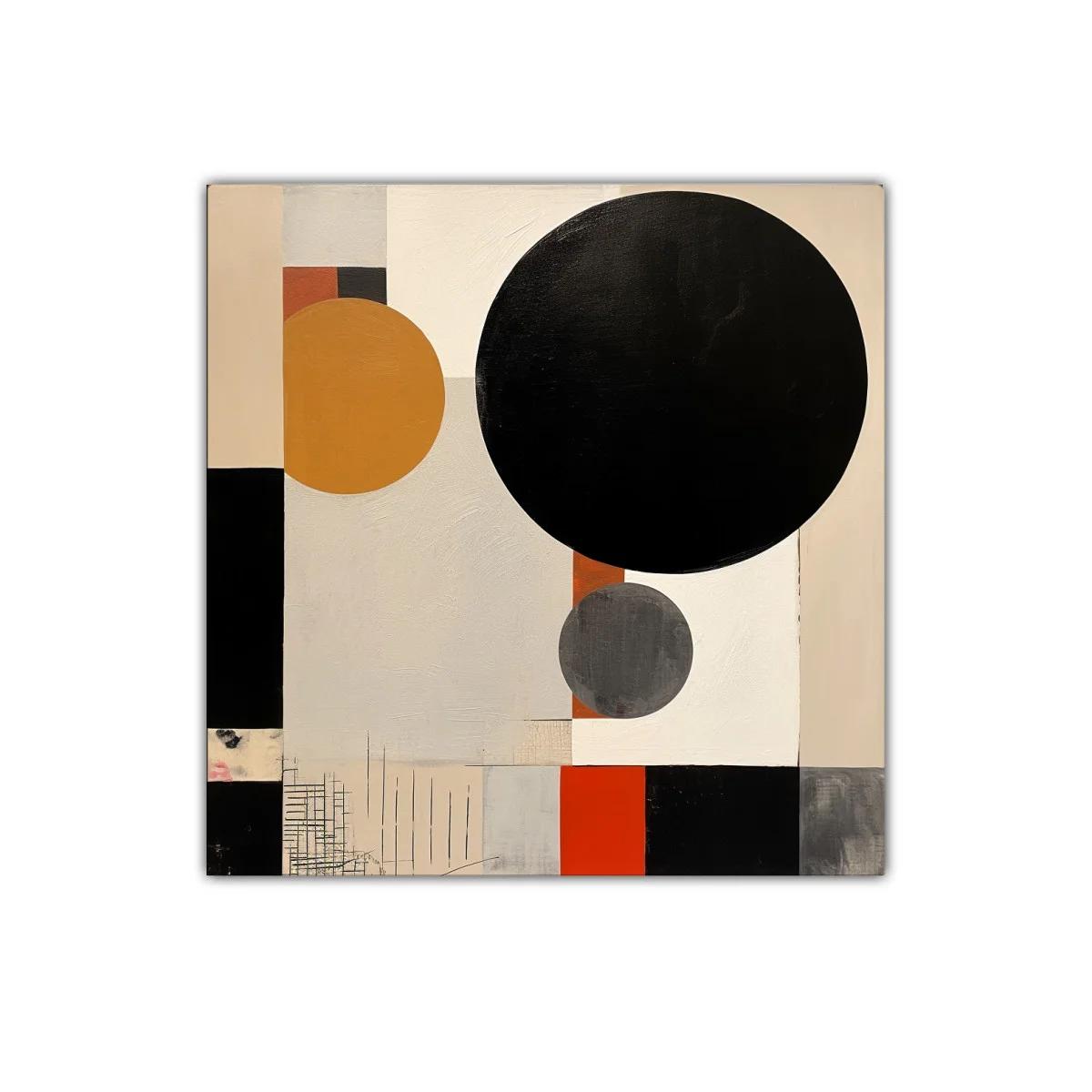 Cuadro abstracto con formas geométricas y tonos cálidos