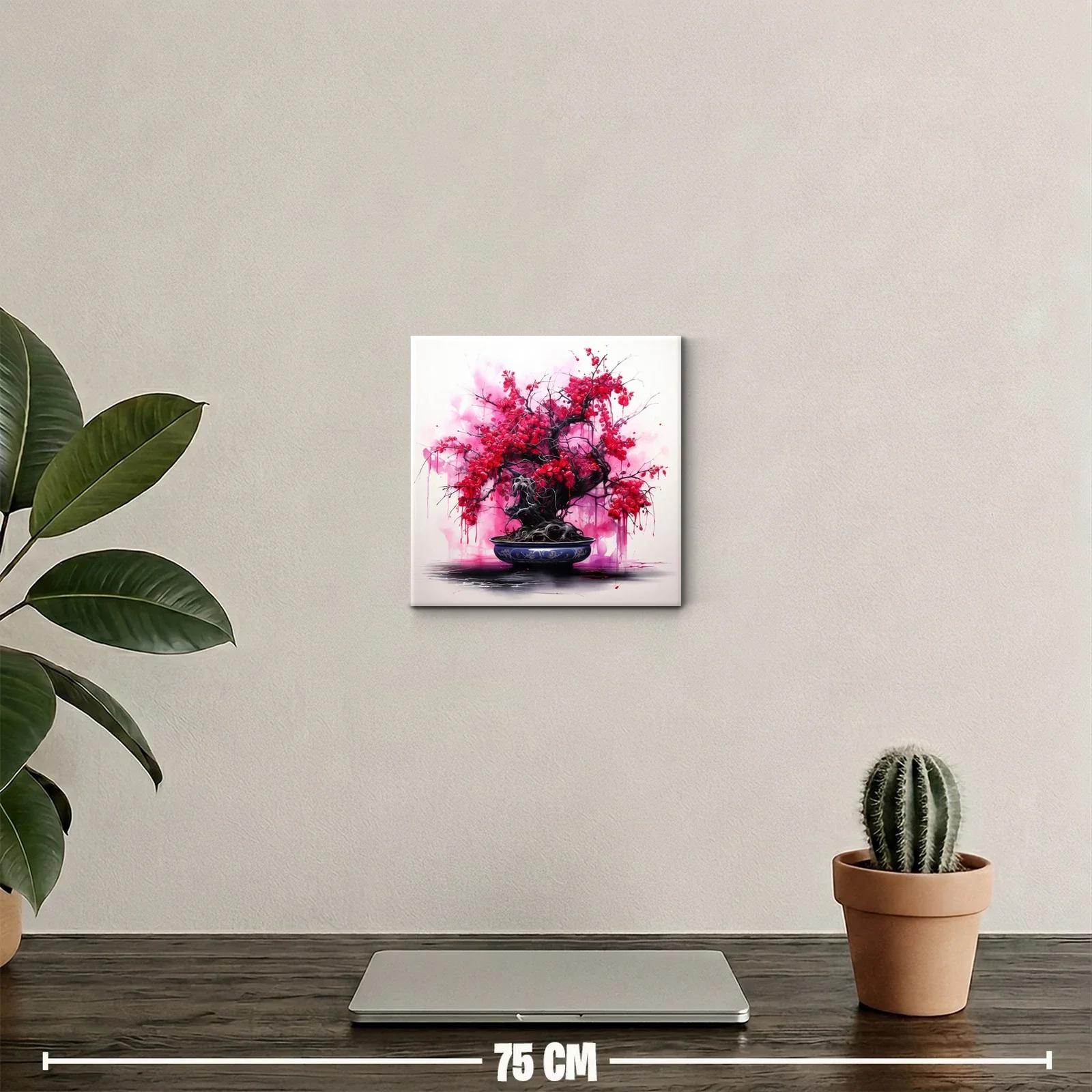 Árbol Bonsái con Flores Rojas Vibrantes — miniatura 2