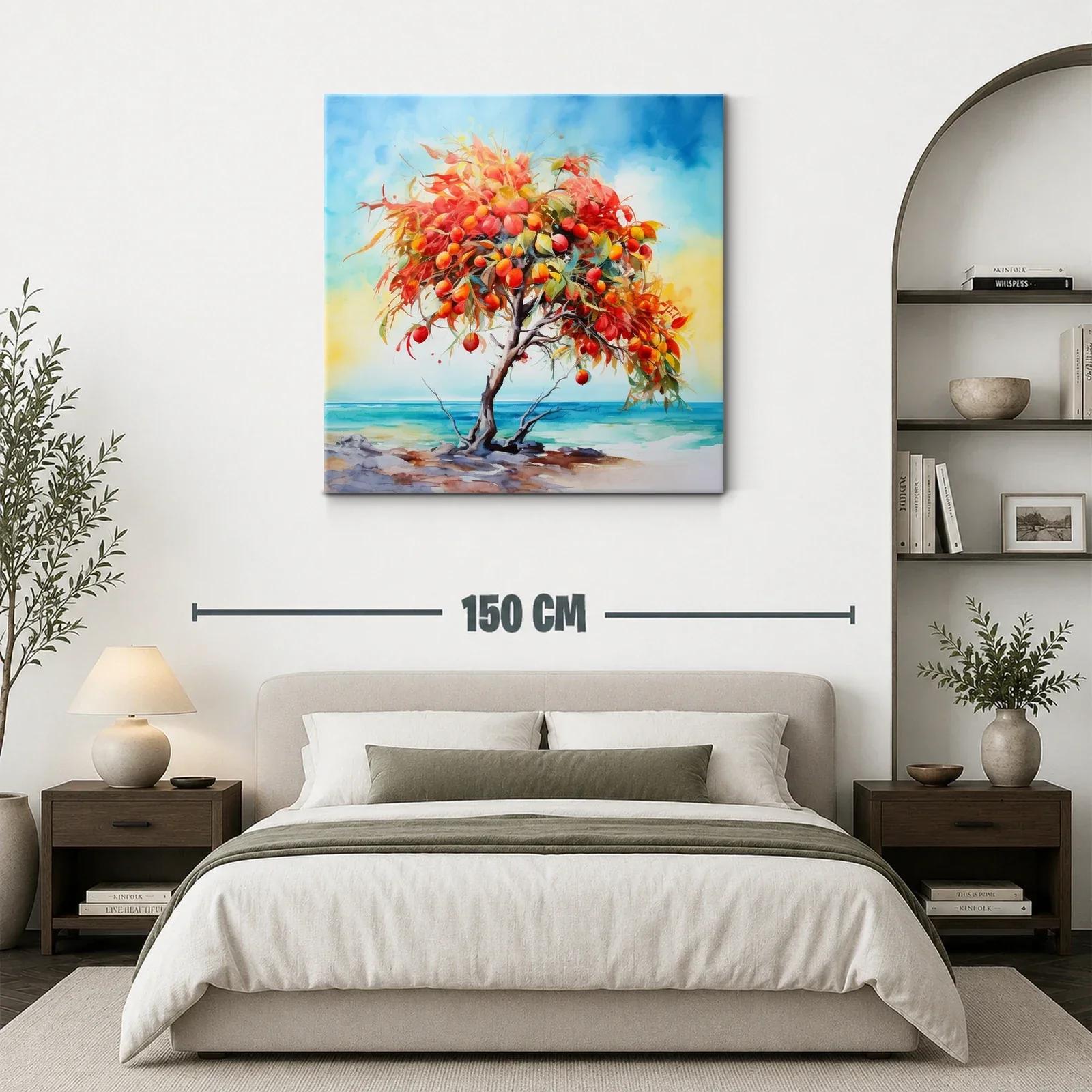 Árbol frutal vibrante junto al mar en tonos cálidos — miniatura 3
