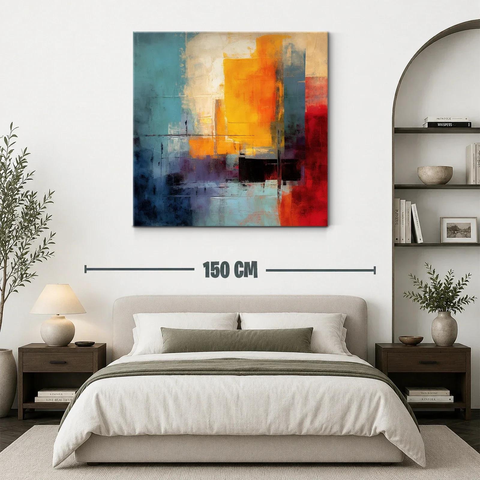 Cuadro abstracto con vibrantes tonos cálidos y fríos — miniatura 3