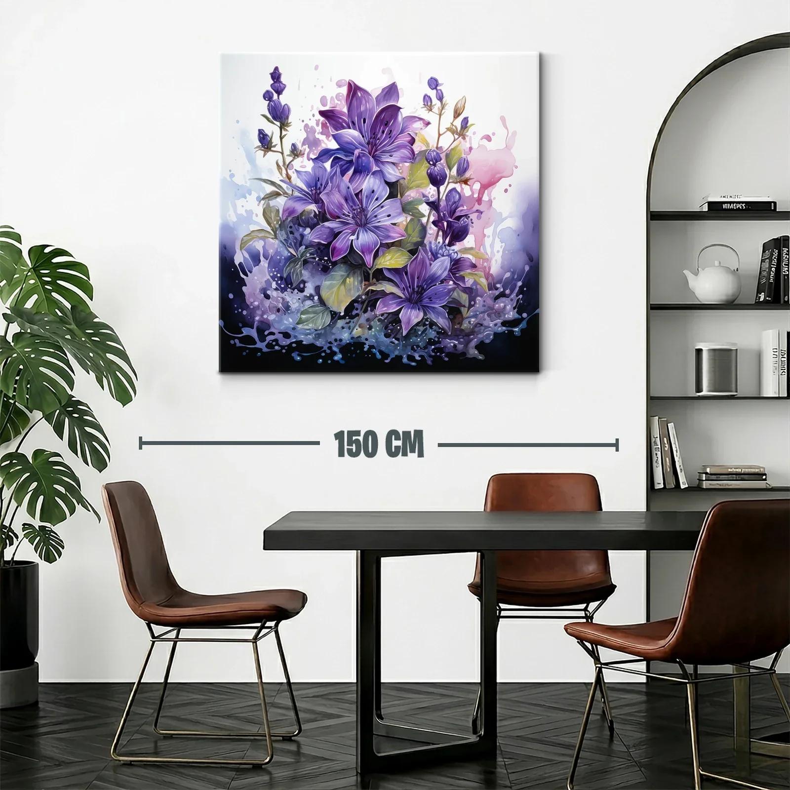 Flores violetas vibrantes con detalles en acuarela — miniatura 2