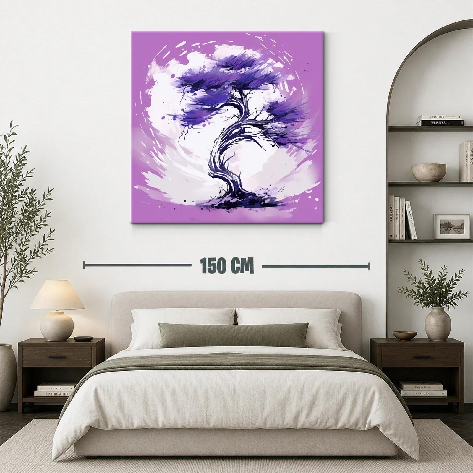 Árbol estilizado en tonos morados y lilas vibrantes — miniatura 3