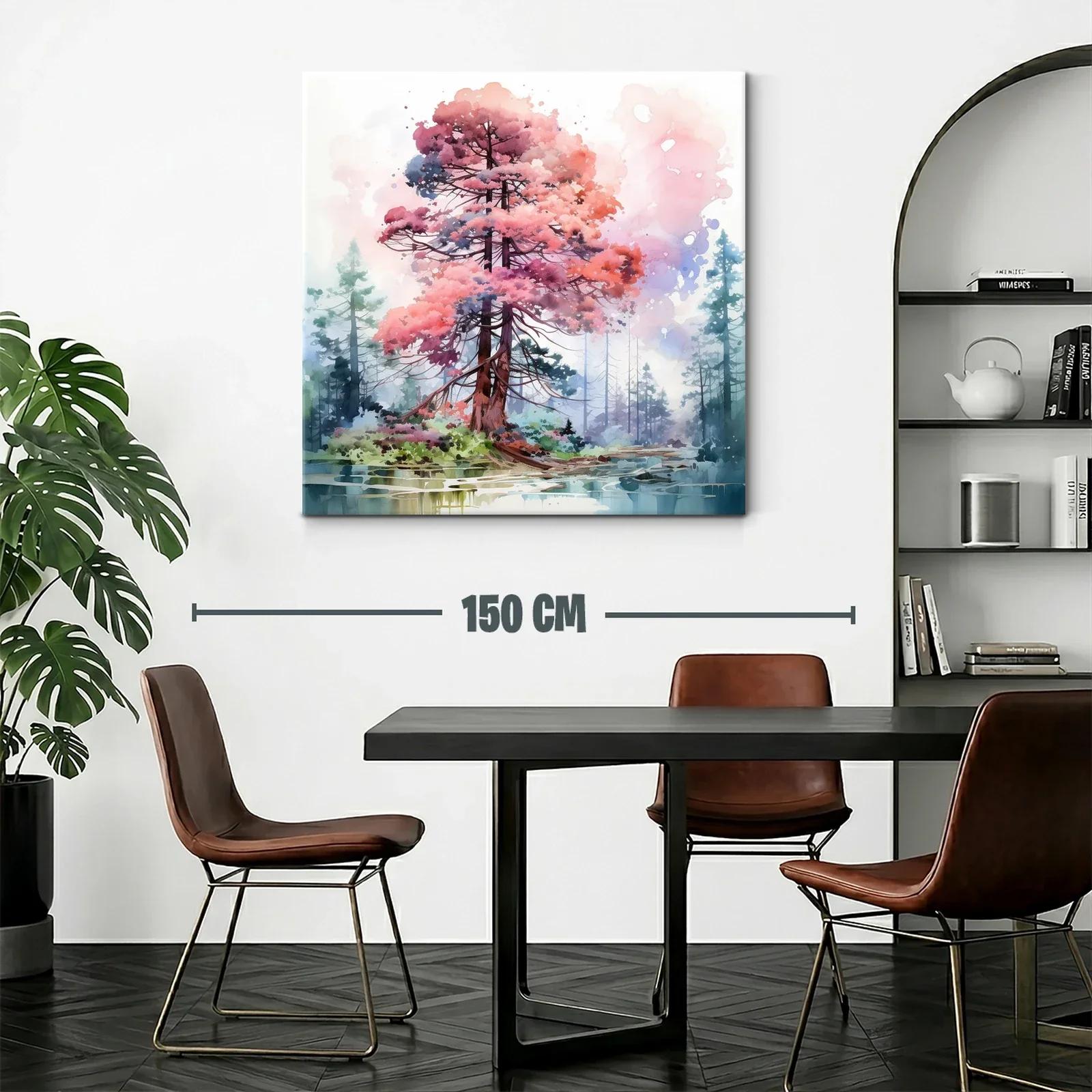 Árbol en tonos rosa y azul en paisaje sereno — miniatura 2