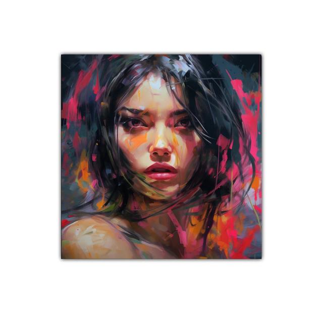 Retrato vibrante de mujer con colores intensos