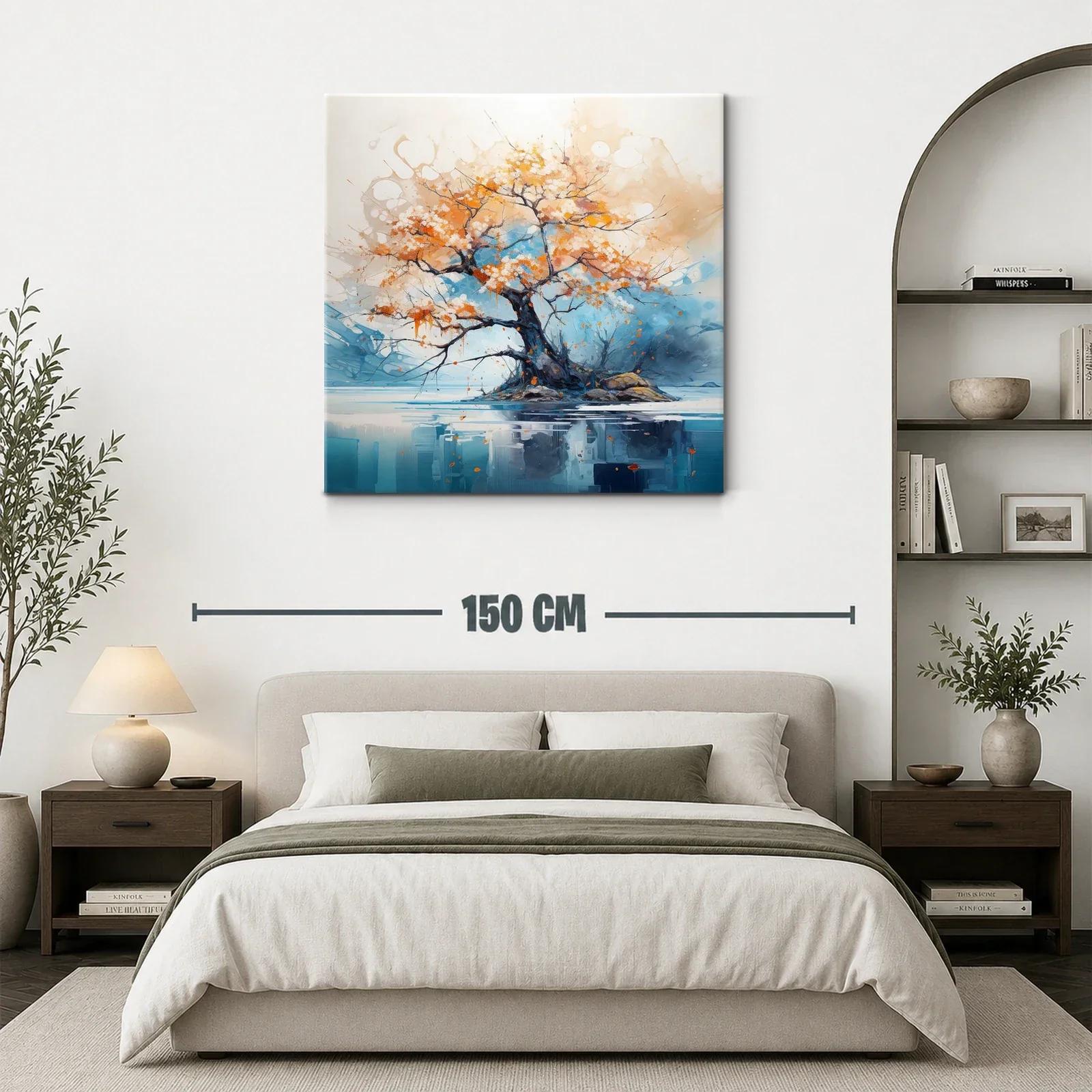 Árbol solitario con flores naranjas en isla serena — miniatura 3