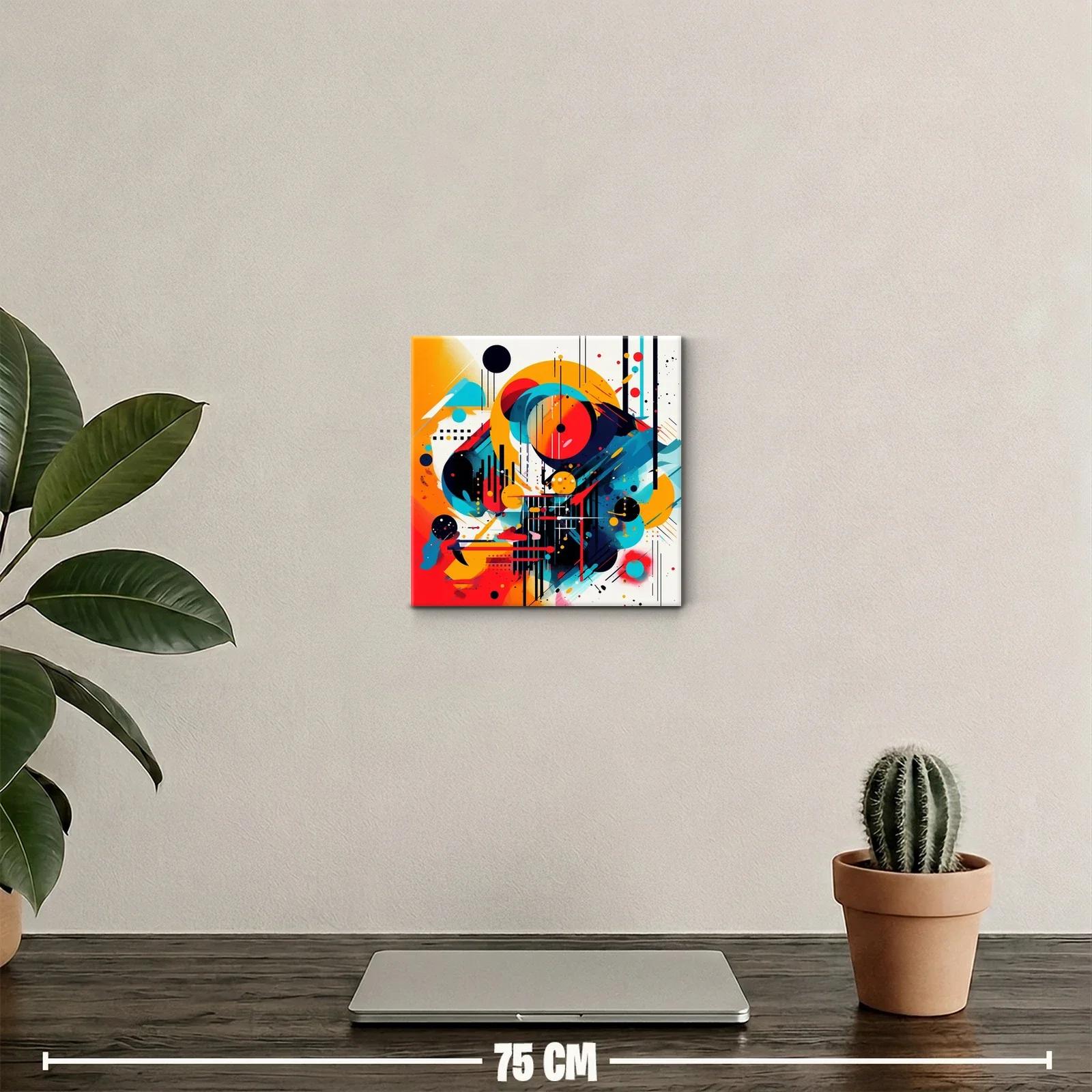 Cuadro decorativo con composición geométrica colorida y dinámica — miniatura 2
