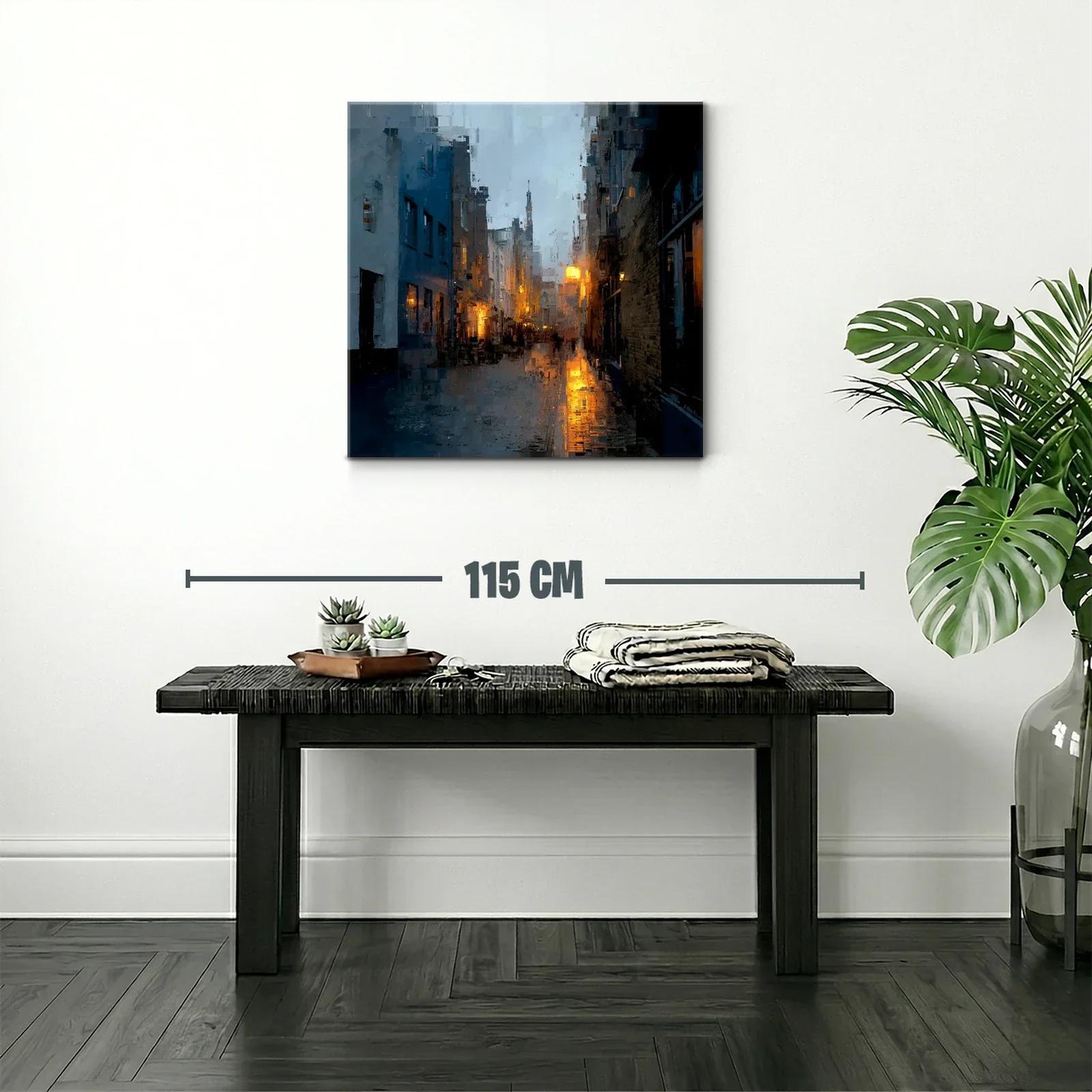 Atardecer urbano con luces cálidas y reflejos dorados — miniatura 2