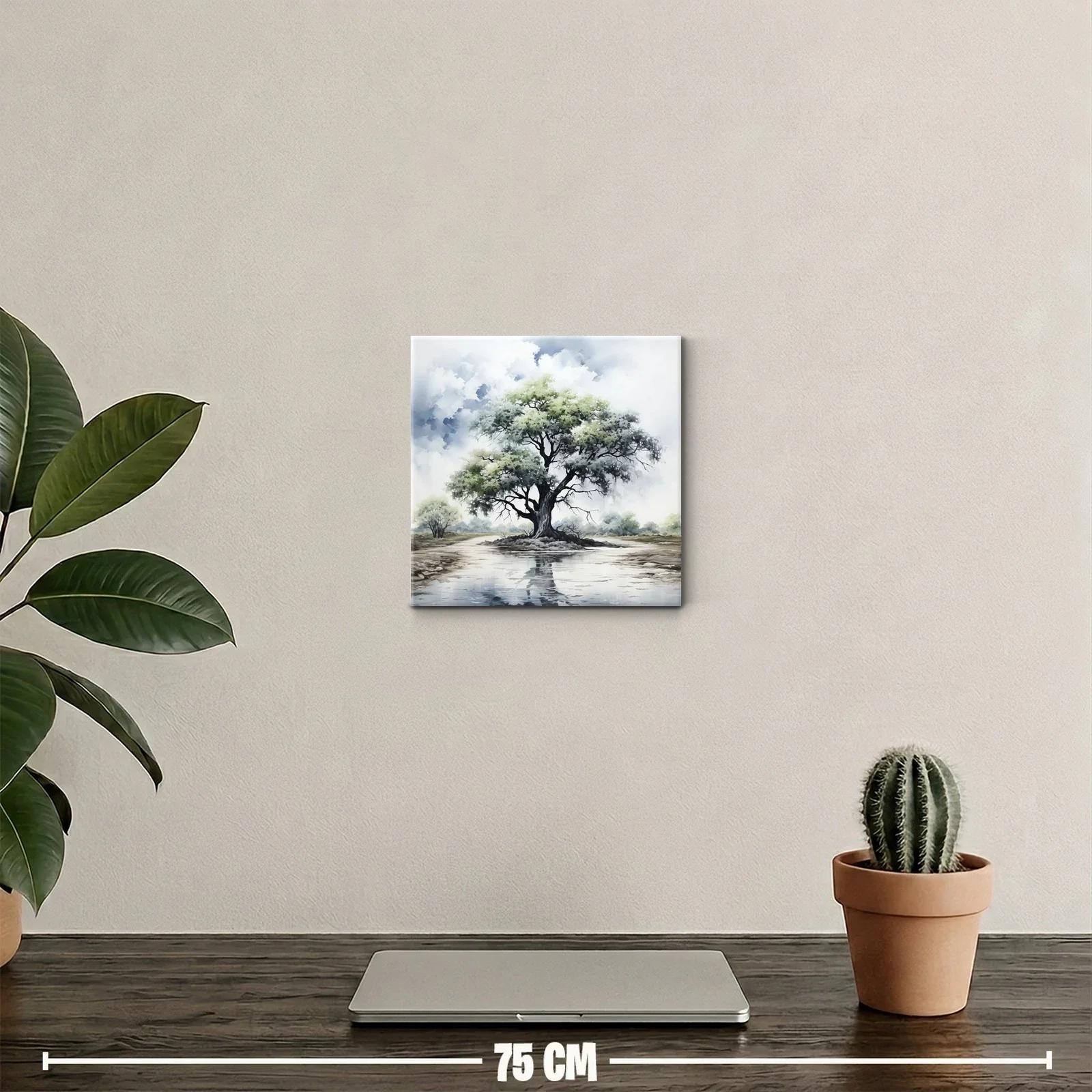 Árbol solitario con reflejo en aguas tranquilas — miniatura 2