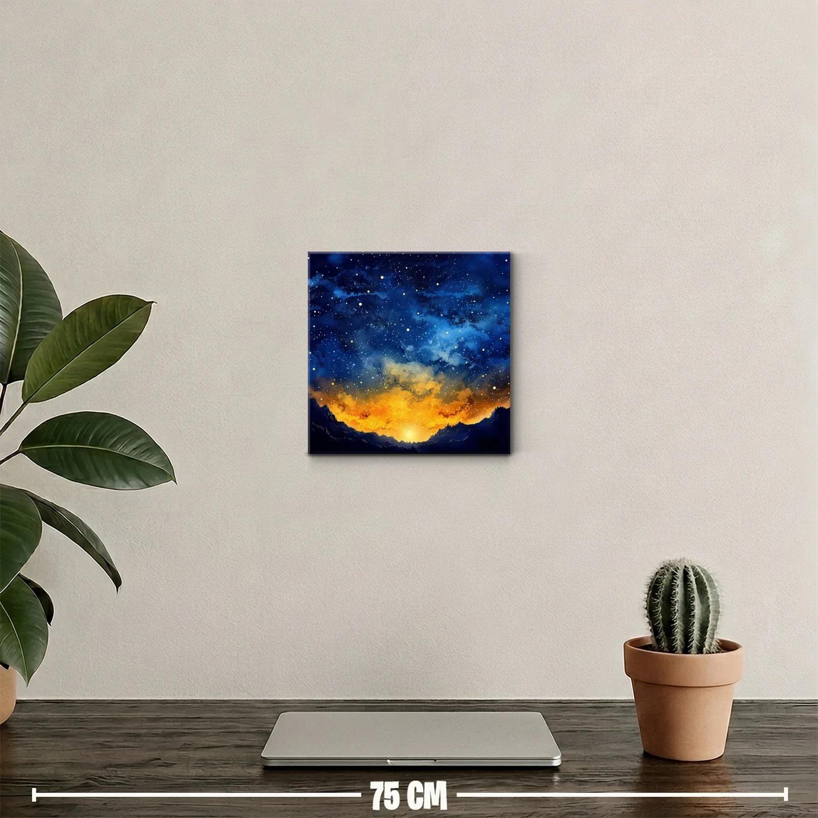 Paisaje Cósmico con Cielo Estrellado y Amanecer Dorado — miniatura 2