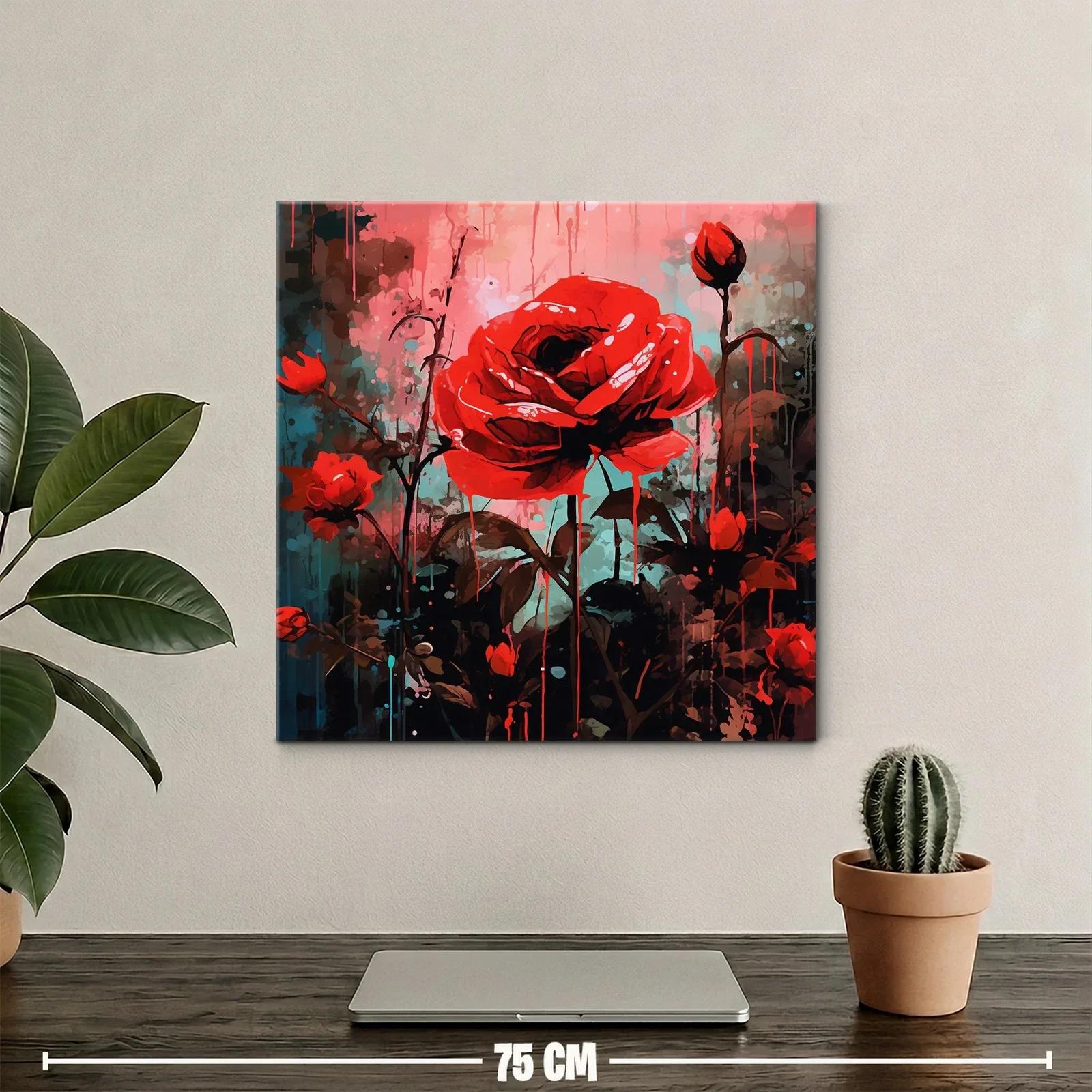 Vibrante composición de rosas rojas con fondo abstracto — miniatura 2