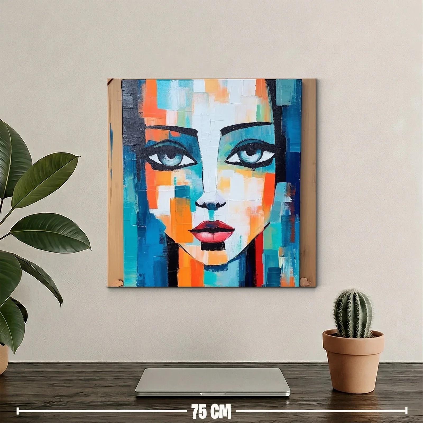 Rostro femenino vibrante con tonos azul y naranja — miniatura 2