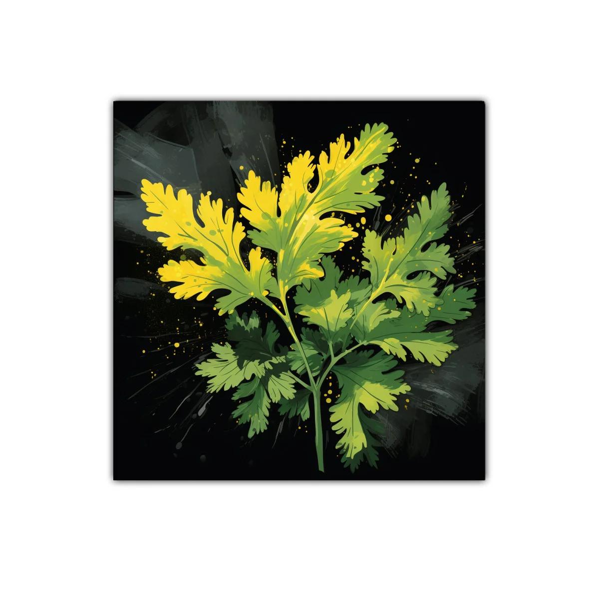 Cuadro decorativo hojas verdes y amarillas vibrantes — imagen principal