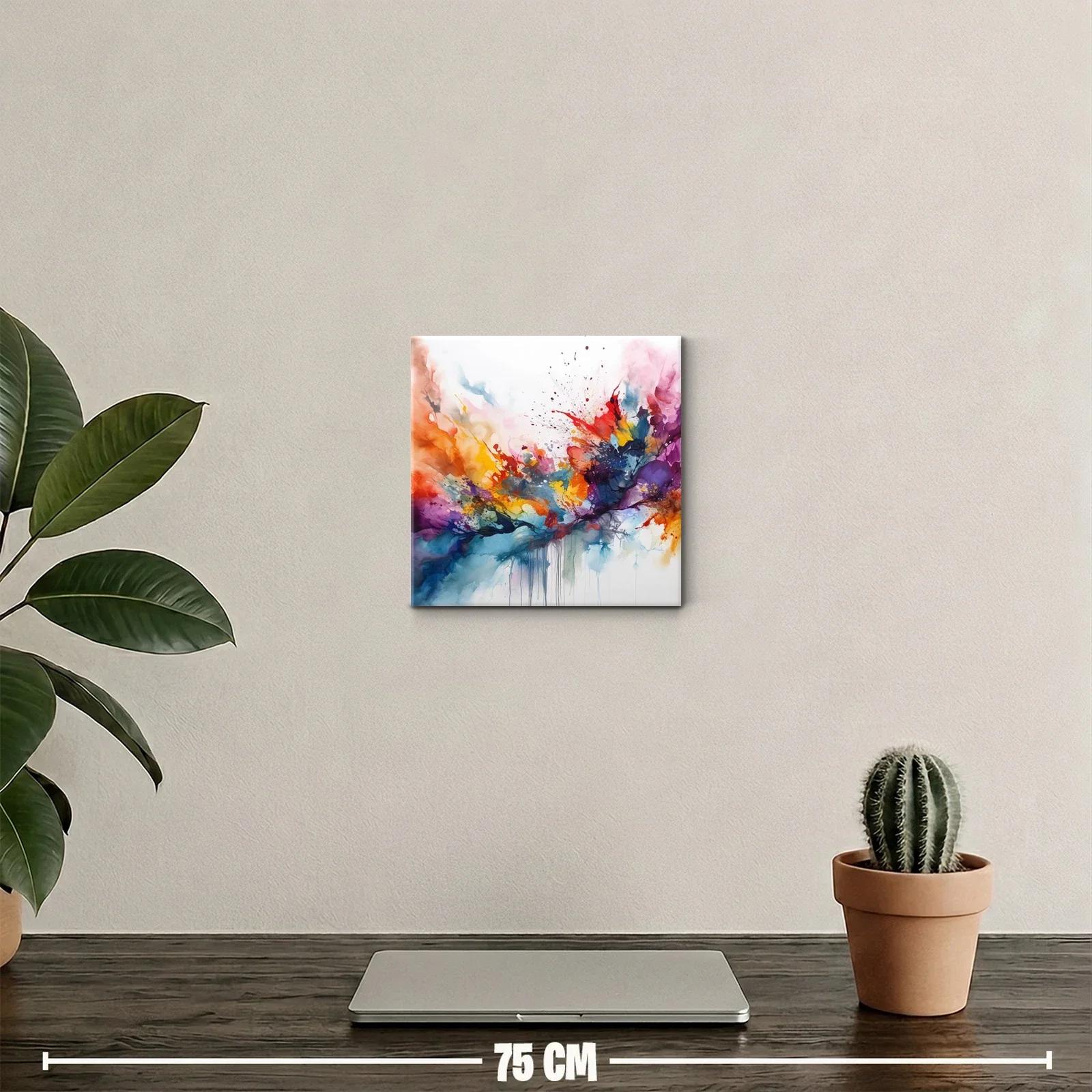 Cuadro abstracto con explosión de colores vibrantes — miniatura 2
