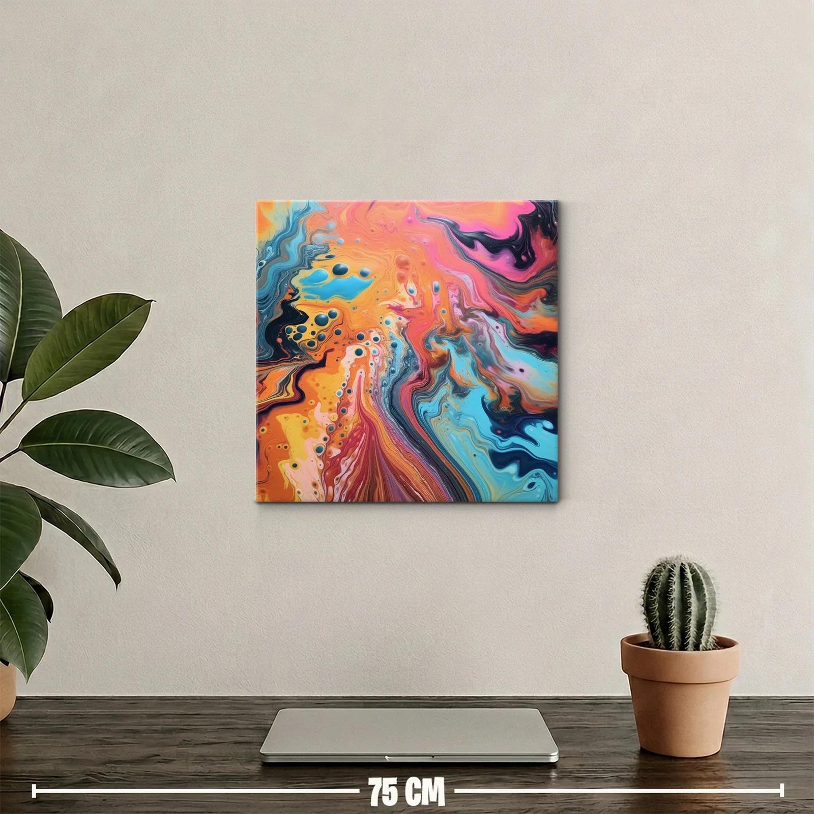 Cuadro abstracto con vibrantes tonos cálidos y fríos — miniatura 2