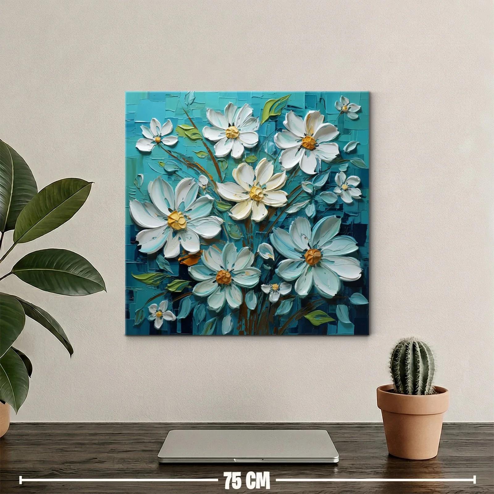 Flores blancas con fondo turquesa de gran textura — miniatura 2