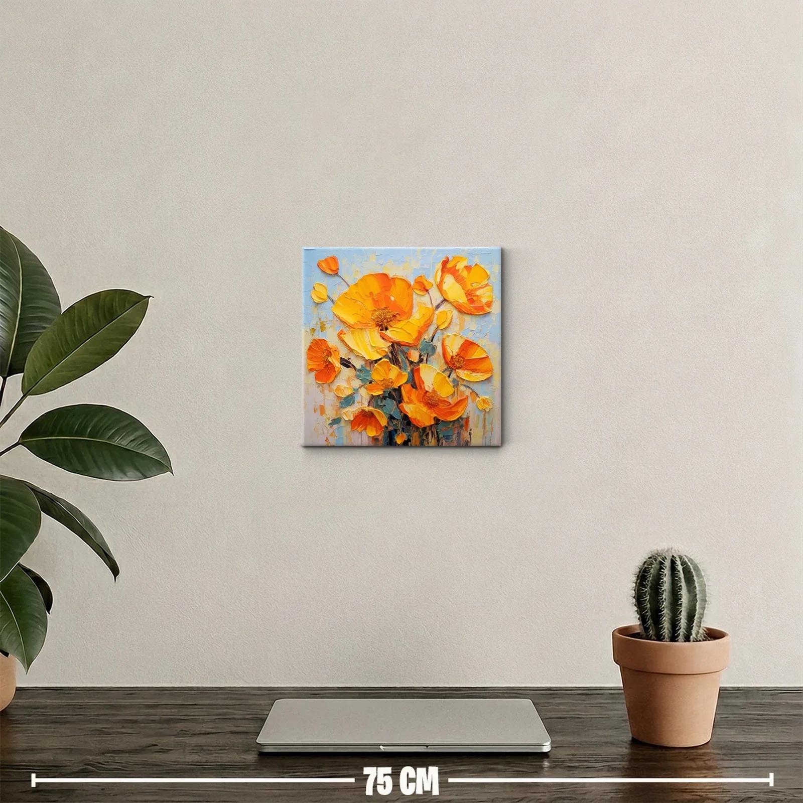 Cuadro floral con vibrantes flores naranjas y amarillas — miniatura 2