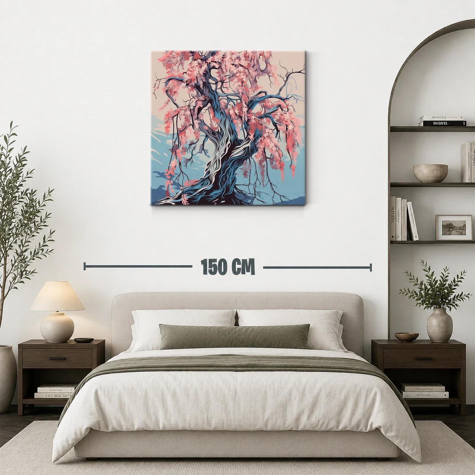 Árbol de ramas ondulantes y hojas rosas vibrantes — miniatura 3