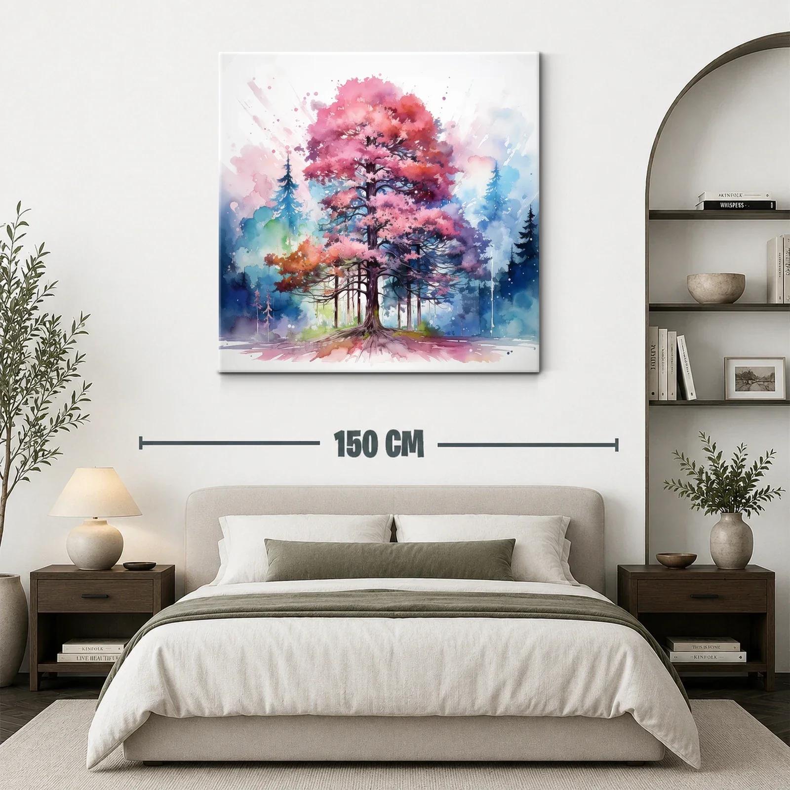 Árbol vibrante con tonos rosas y azules en entorno natural — miniatura 3