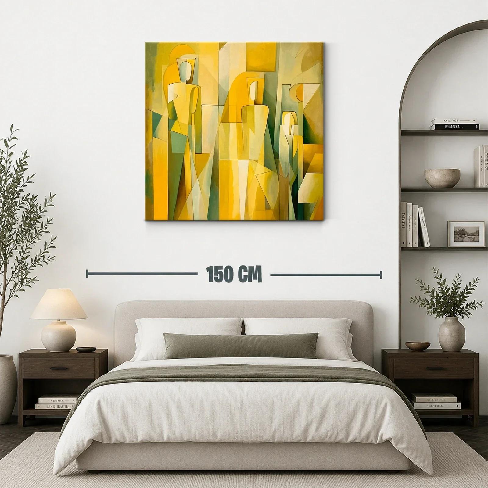Cuadro Abstracto con Figuras y Tonos Amarillos — miniatura 3